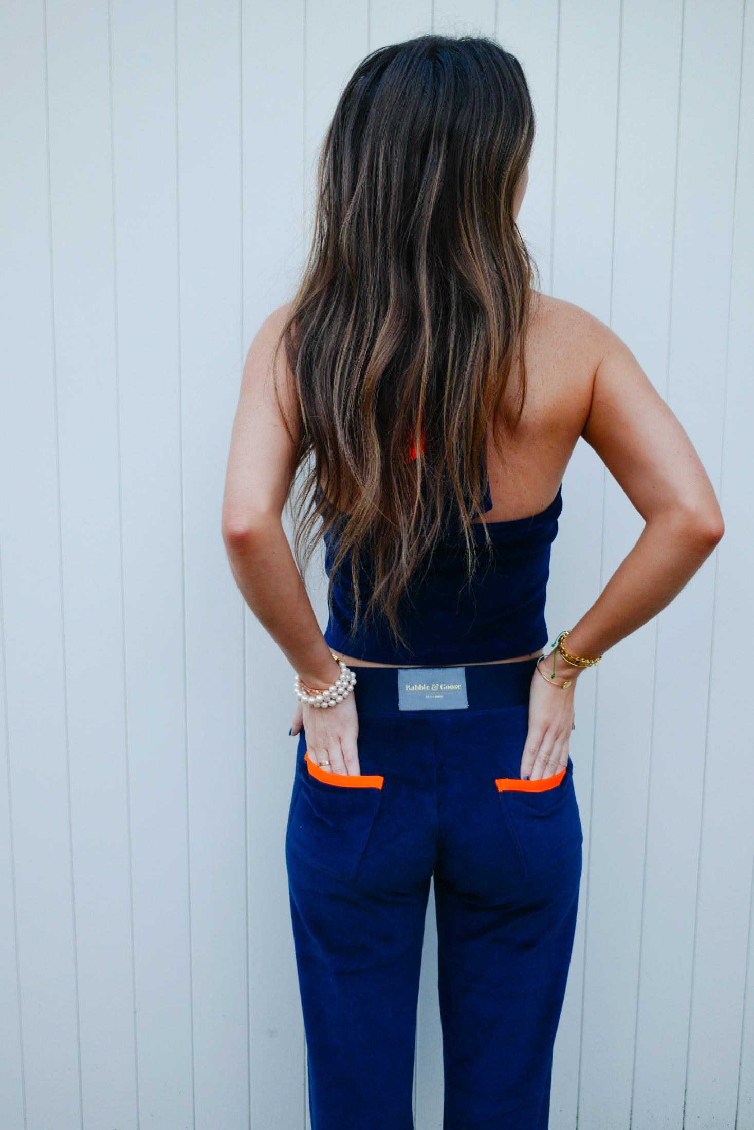 Tabby Waistcoat Navy / Neon Orange SALE