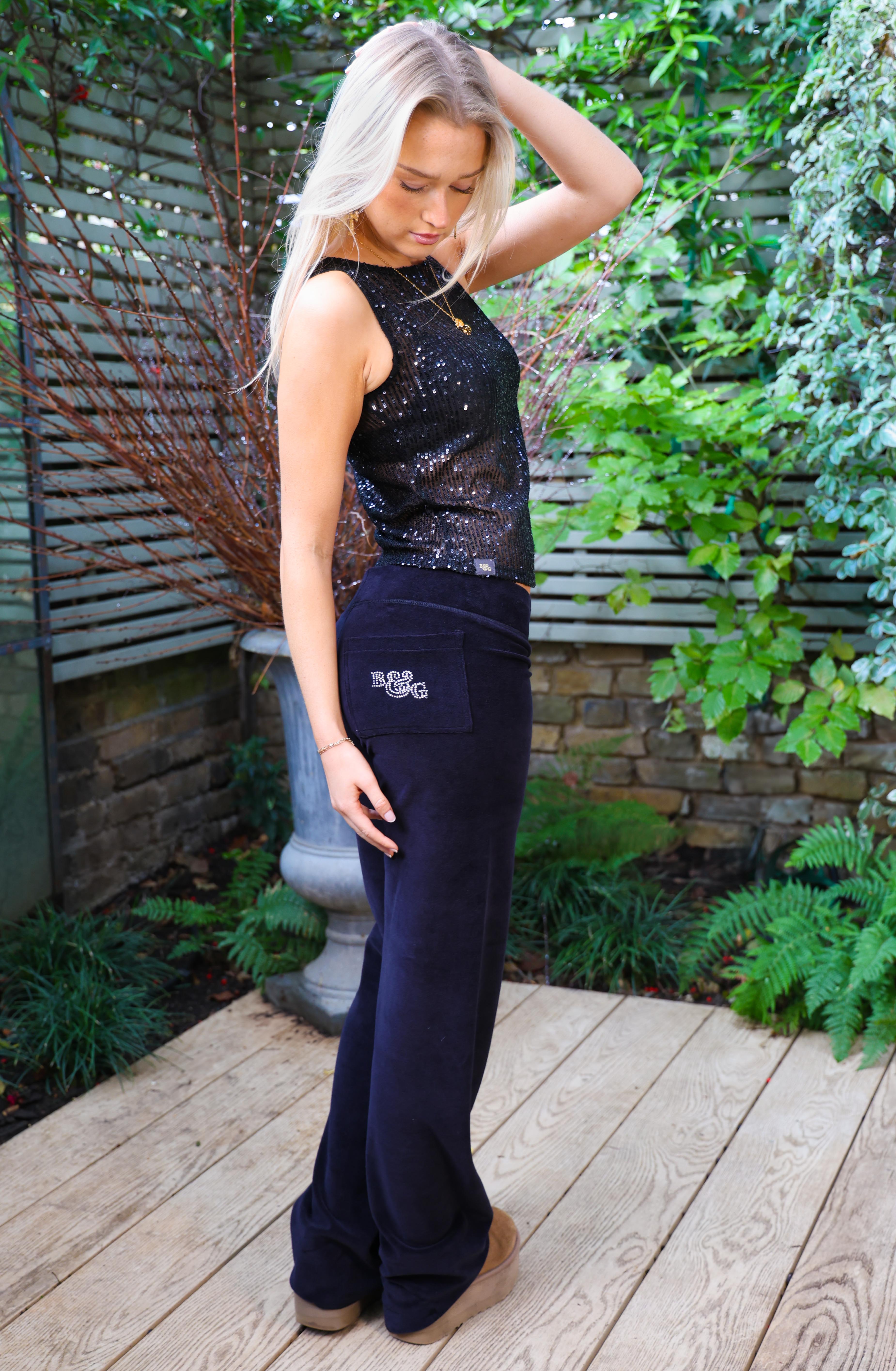 Black B&G Rhinestone Jogger