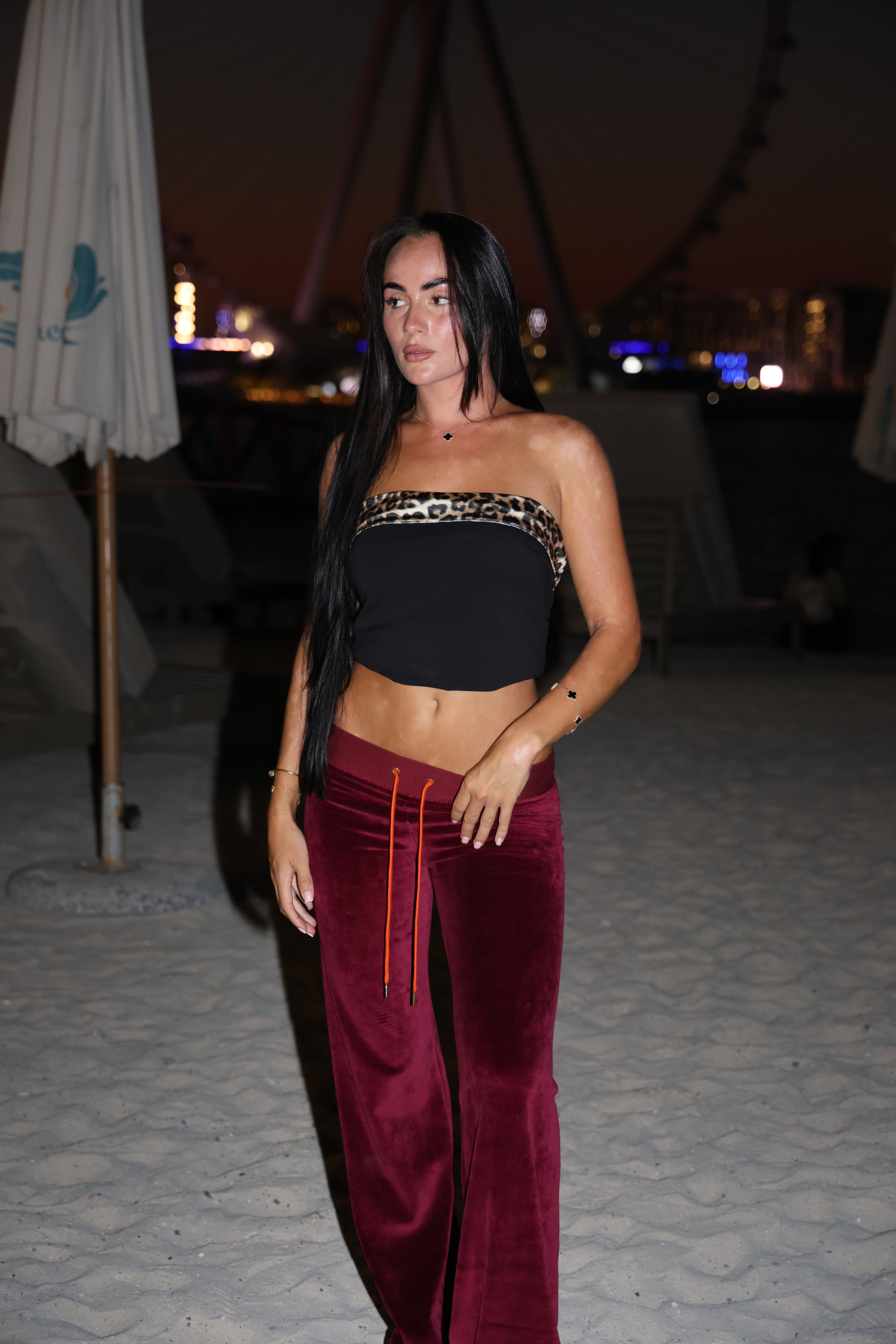 Leila Leopard Star Joggers - Bordeaux/Orange