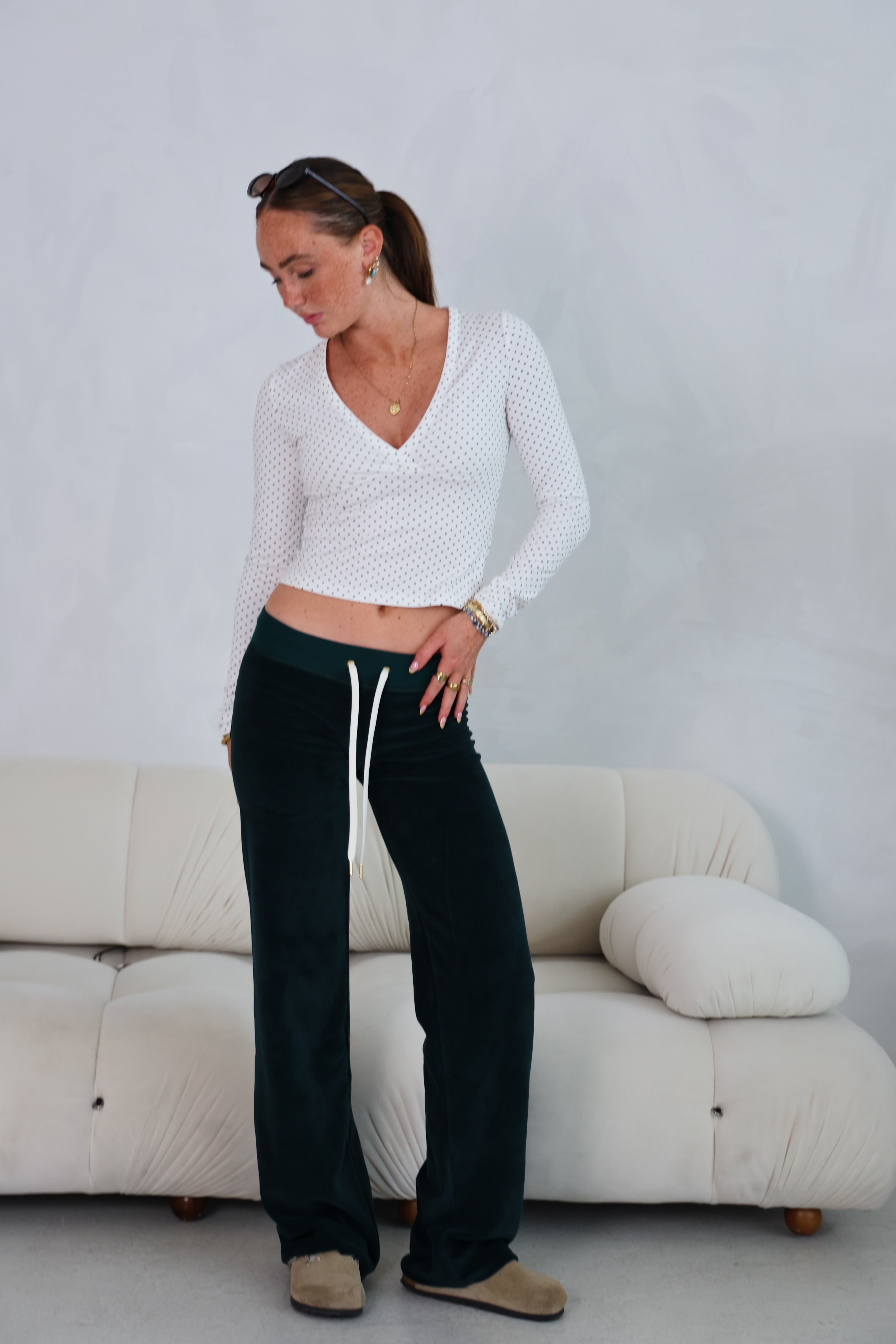 Allegra Campus Collection By Caitlin - Forest Green/Ivory Jogger