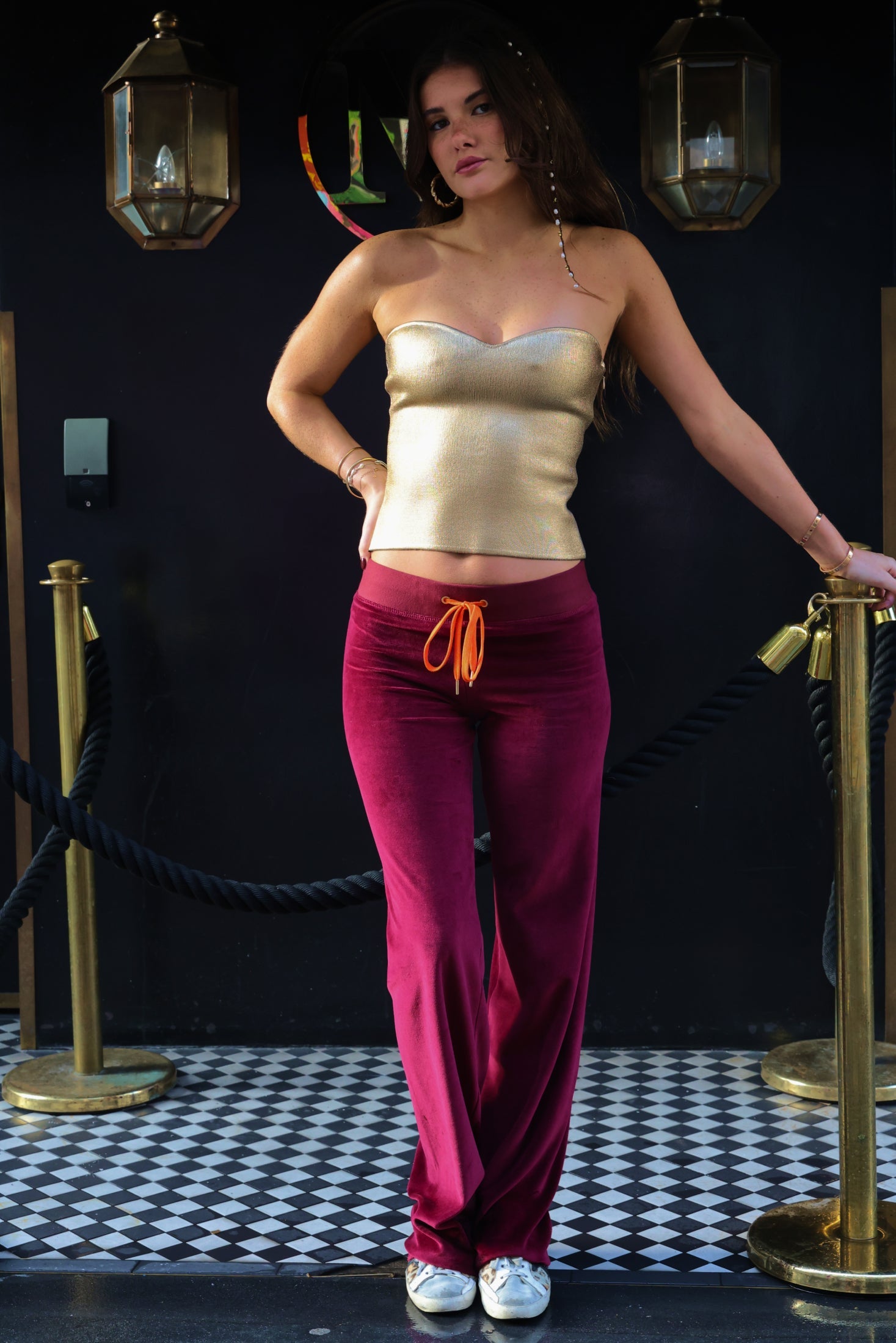 Leila Leopard Star Joggers - Bordeaux/Orange