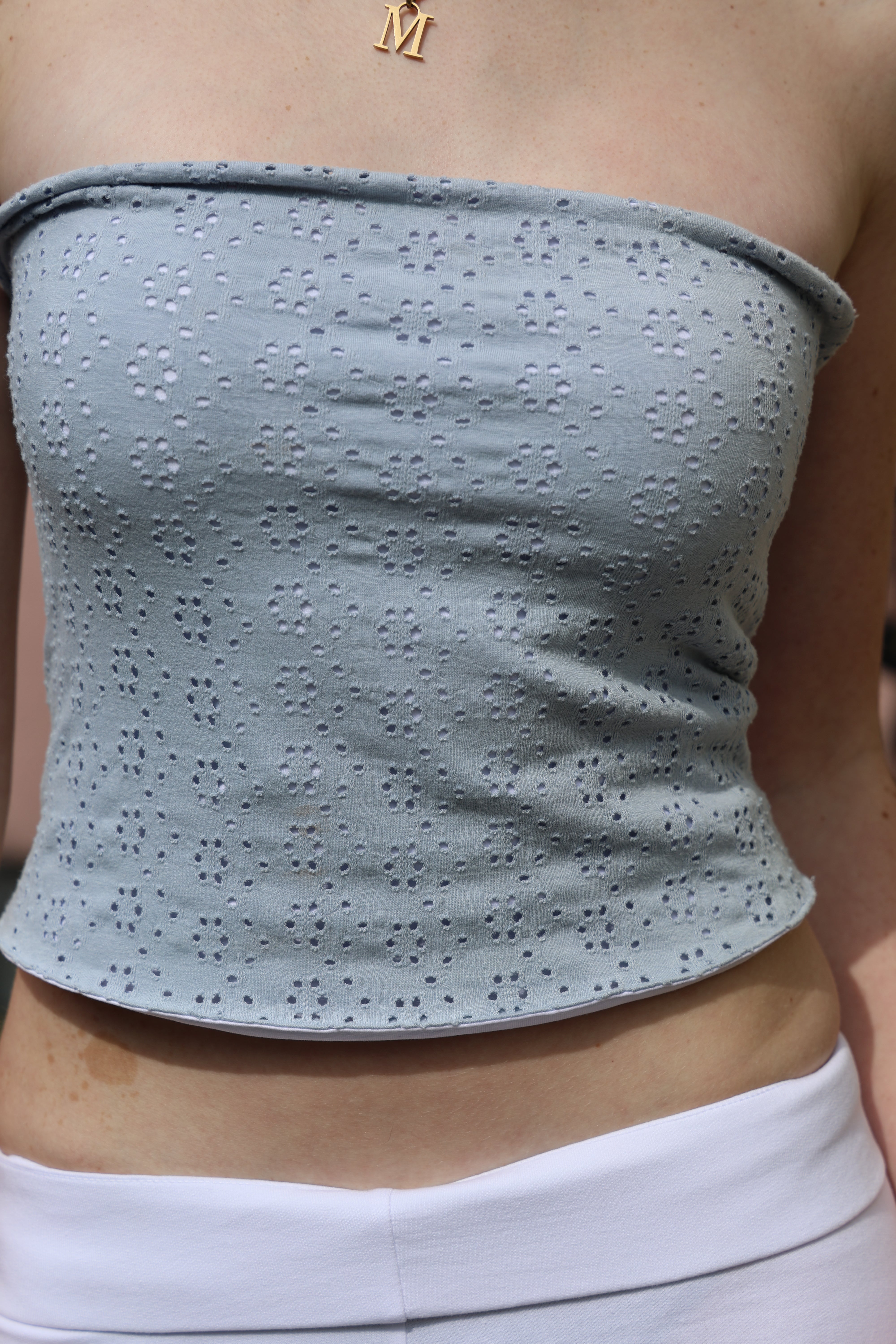 Lily Embroidered Bandeau - Pale Blue