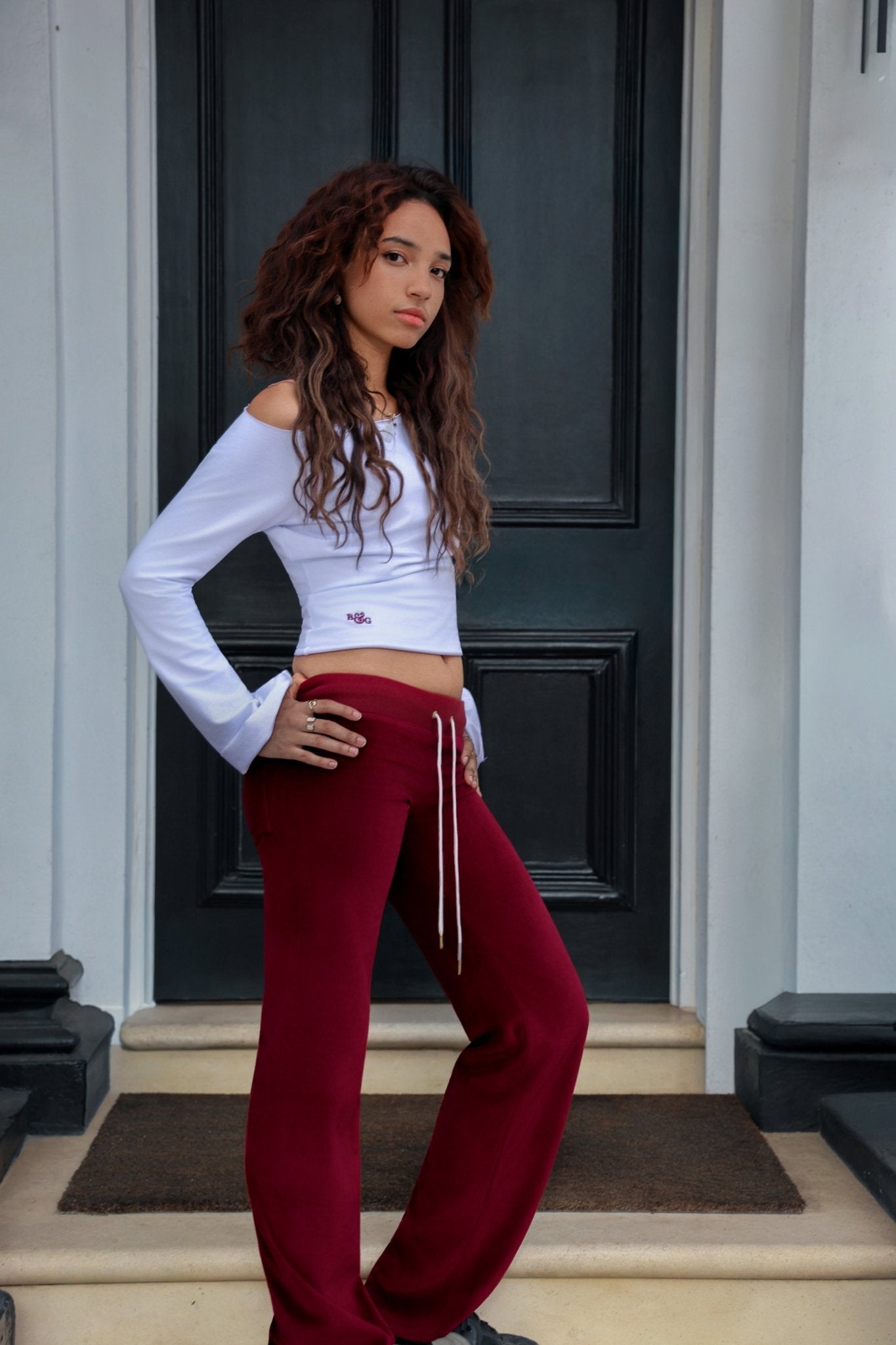 Allegra Campus Collection By Caitlin - Bordeaux/Ivory Jogger - Babble & Goose