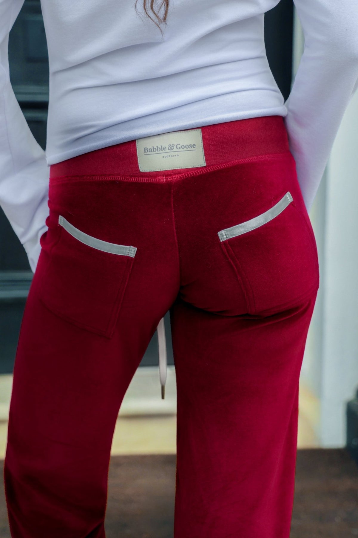 Allegra Campus Collection By Caitlin - Bordeaux/Ivory Jogger - Babble & Goose