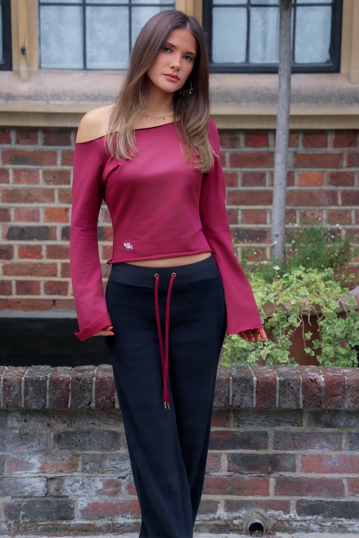 Allegra Jogger Black / Bordeaux - Babble & Goose
