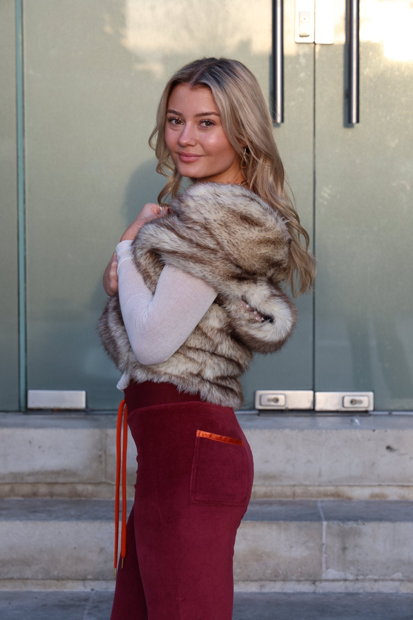 Allegra Jogger Bordeaux / Orange - Babble & Goose