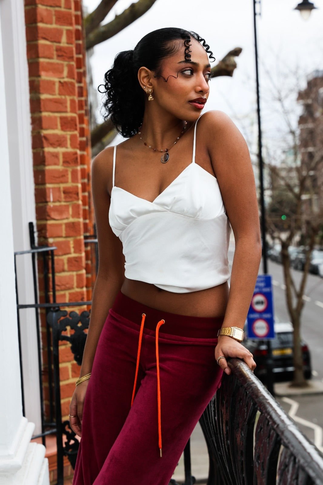 Allegra Jogger Bordeaux / Orange - Babble & Goose