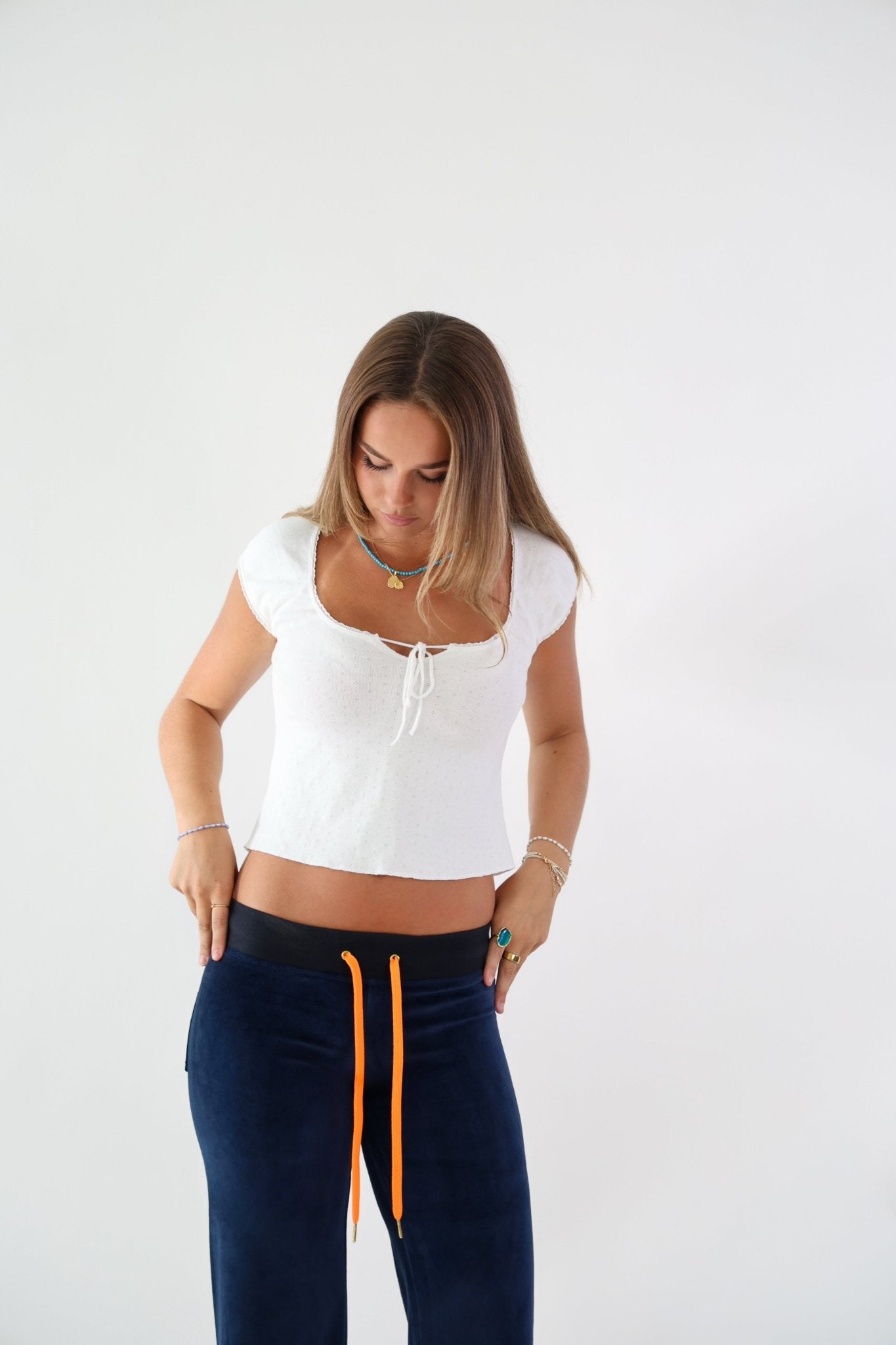 Allegra Jogger Dark Navy / Neon Orange - Babble & Goose
