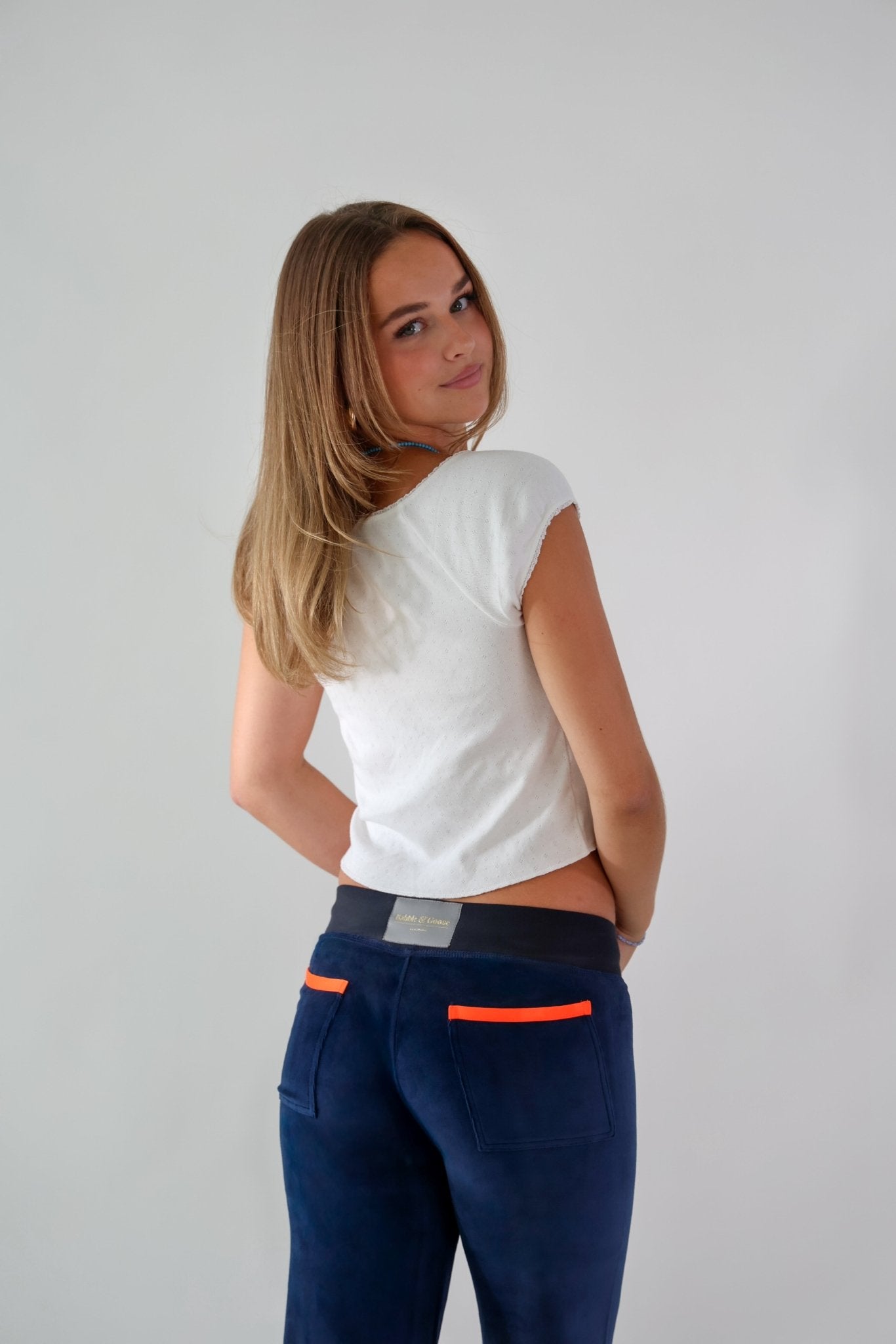 Allegra Jogger Dark Navy / Neon Orange - Babble & Goose