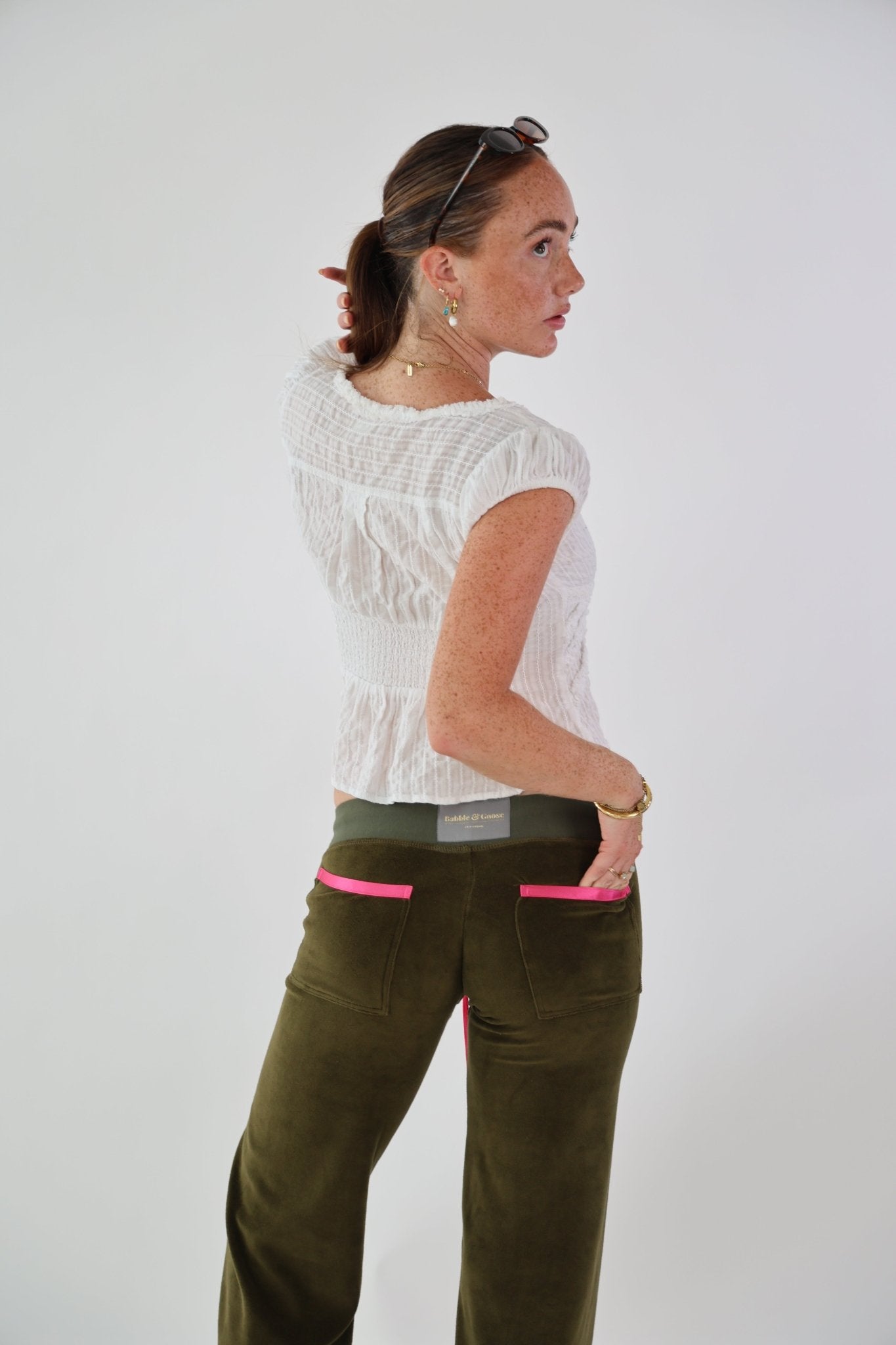 Allegra Jogger Olive / Raspberry - Babble & Goose