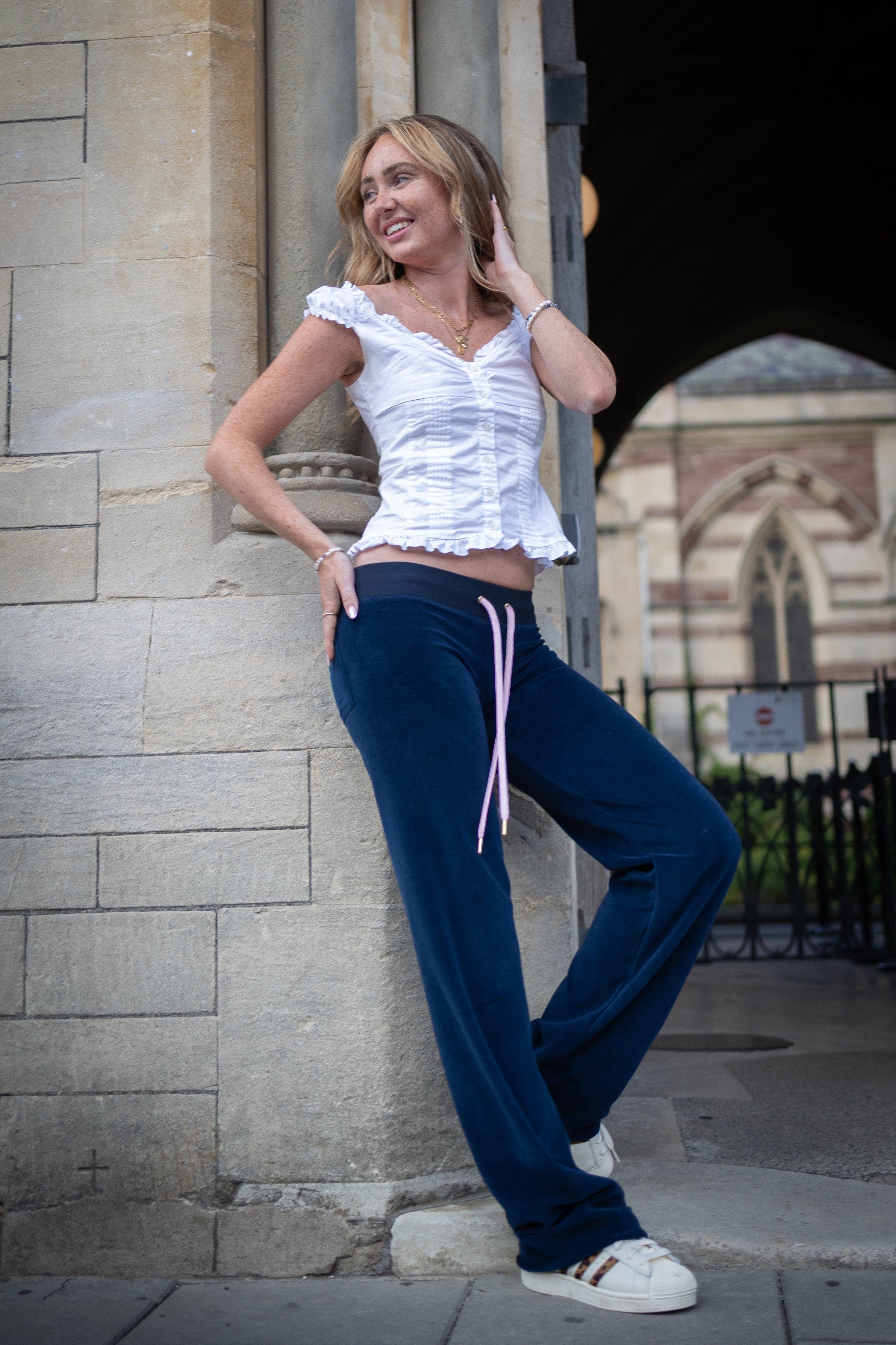 Allegra Campus Collection By Caitlin - Navy/Pale Pink Jogger