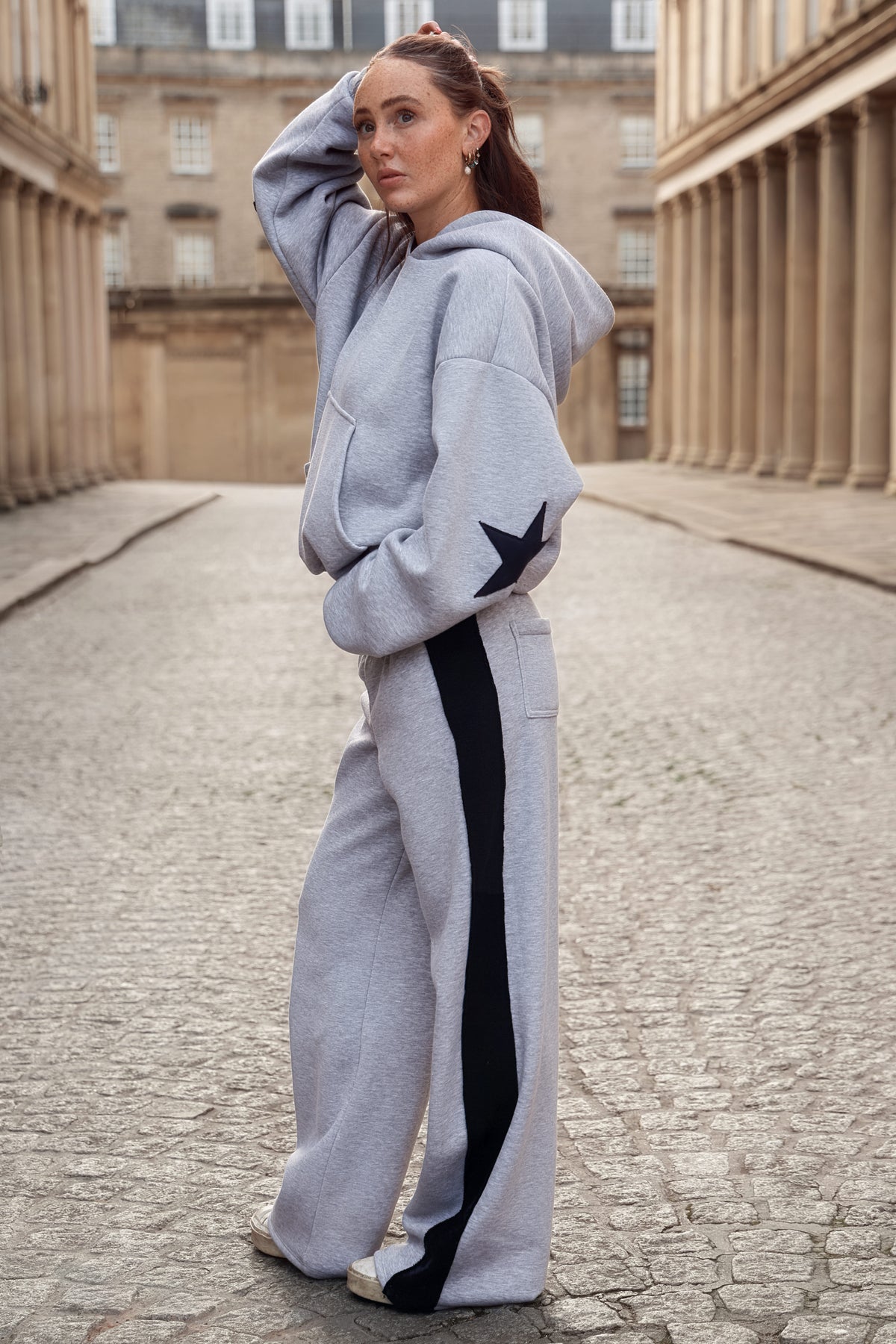 Daisy Jackson Light Grey Melange & Navy Jersey Joggers