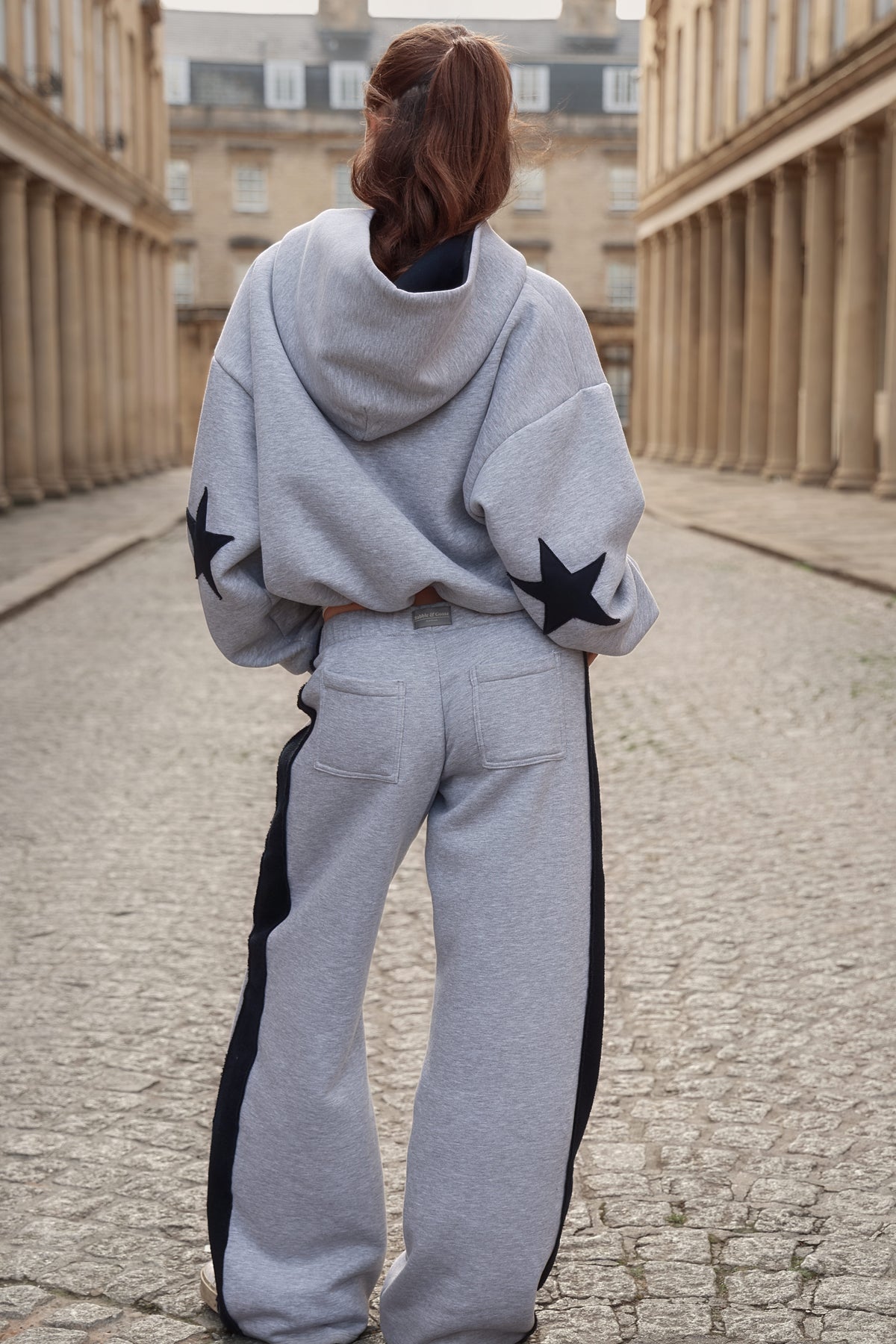 Daisy Jackson Light Grey Melange & Dark Navy Jersey Hoodie