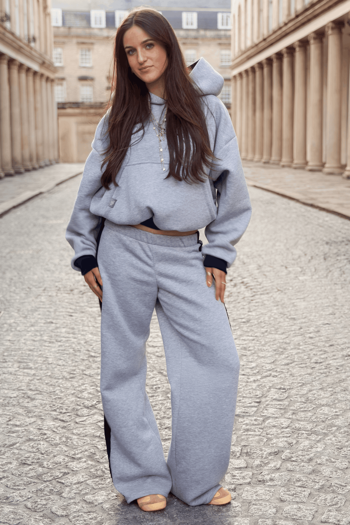 Daisy Jackson Light Grey Melange & Navy Jersey Joggers