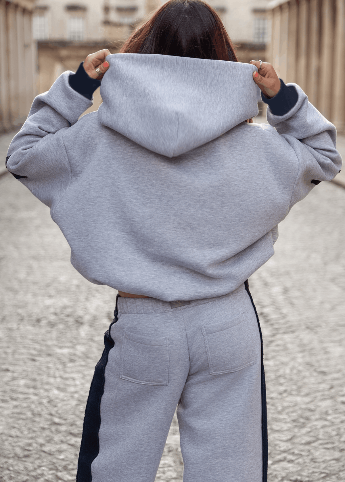 Daisy Jackson Light Grey Melange & Navy Jersey Joggers