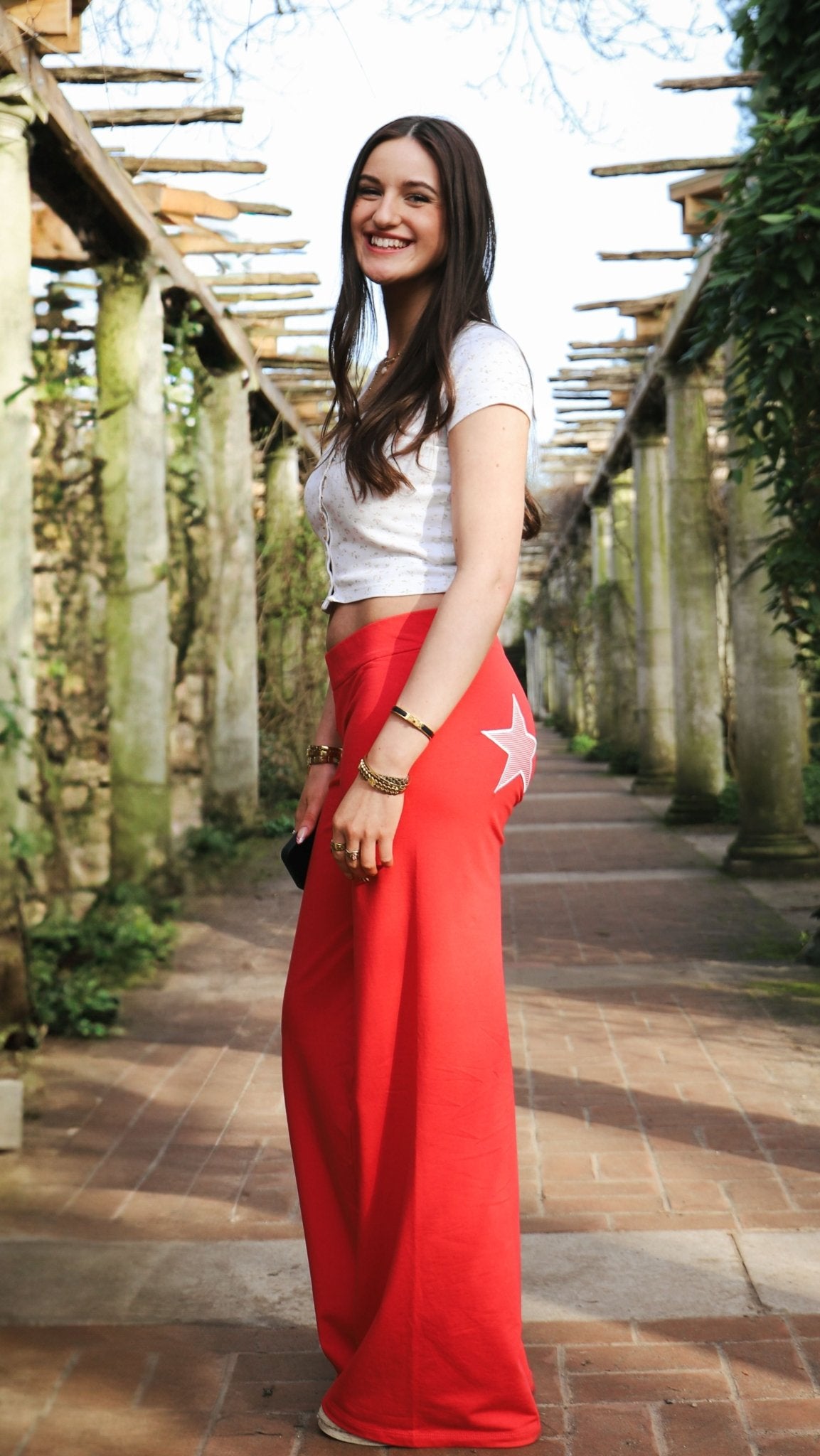 Jersey Star Jogger Dark Coral Stripe - Babble & Goose