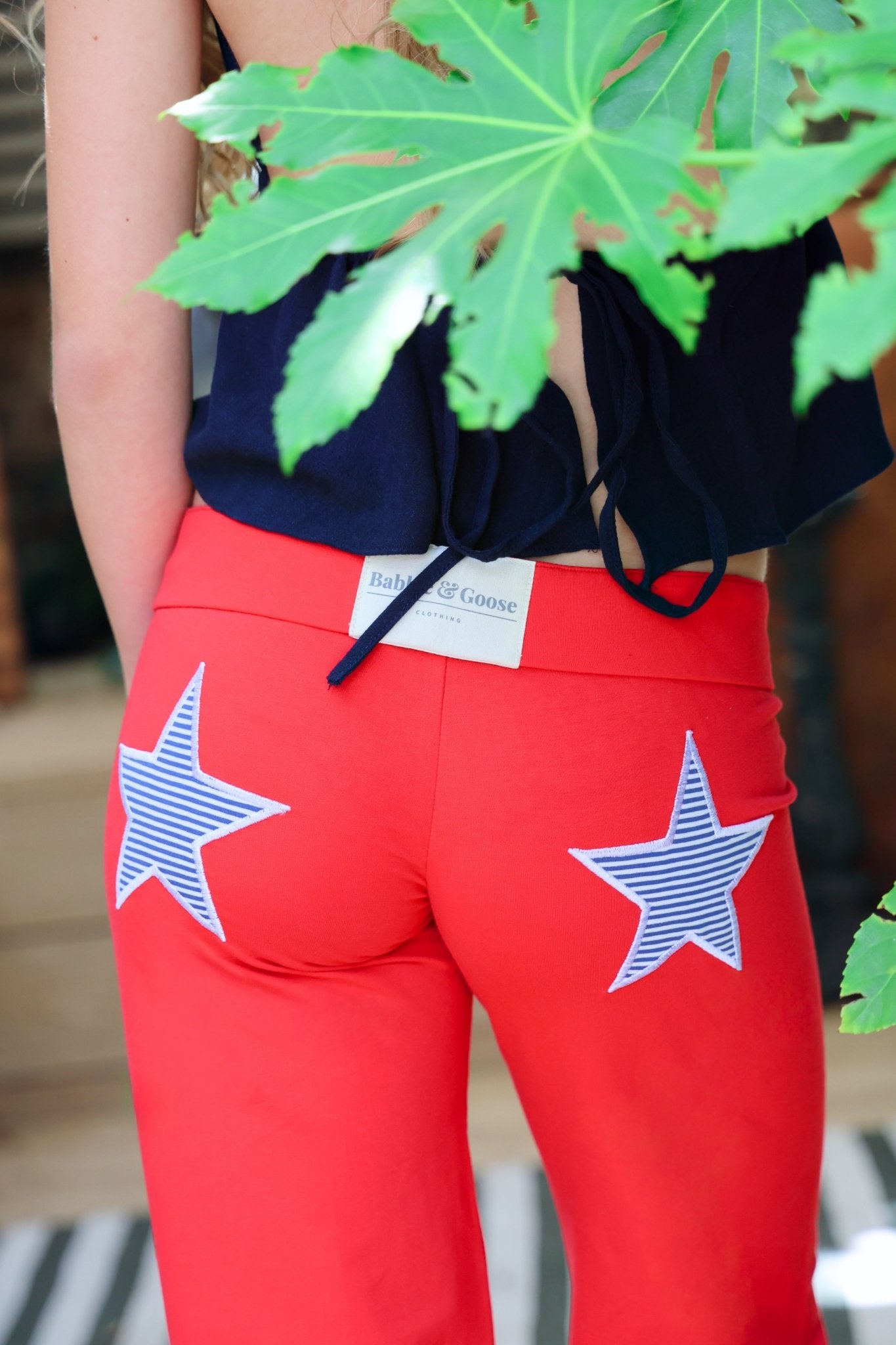 Jersey Star Jogger Red / Navy Stripe - Babble & Goose