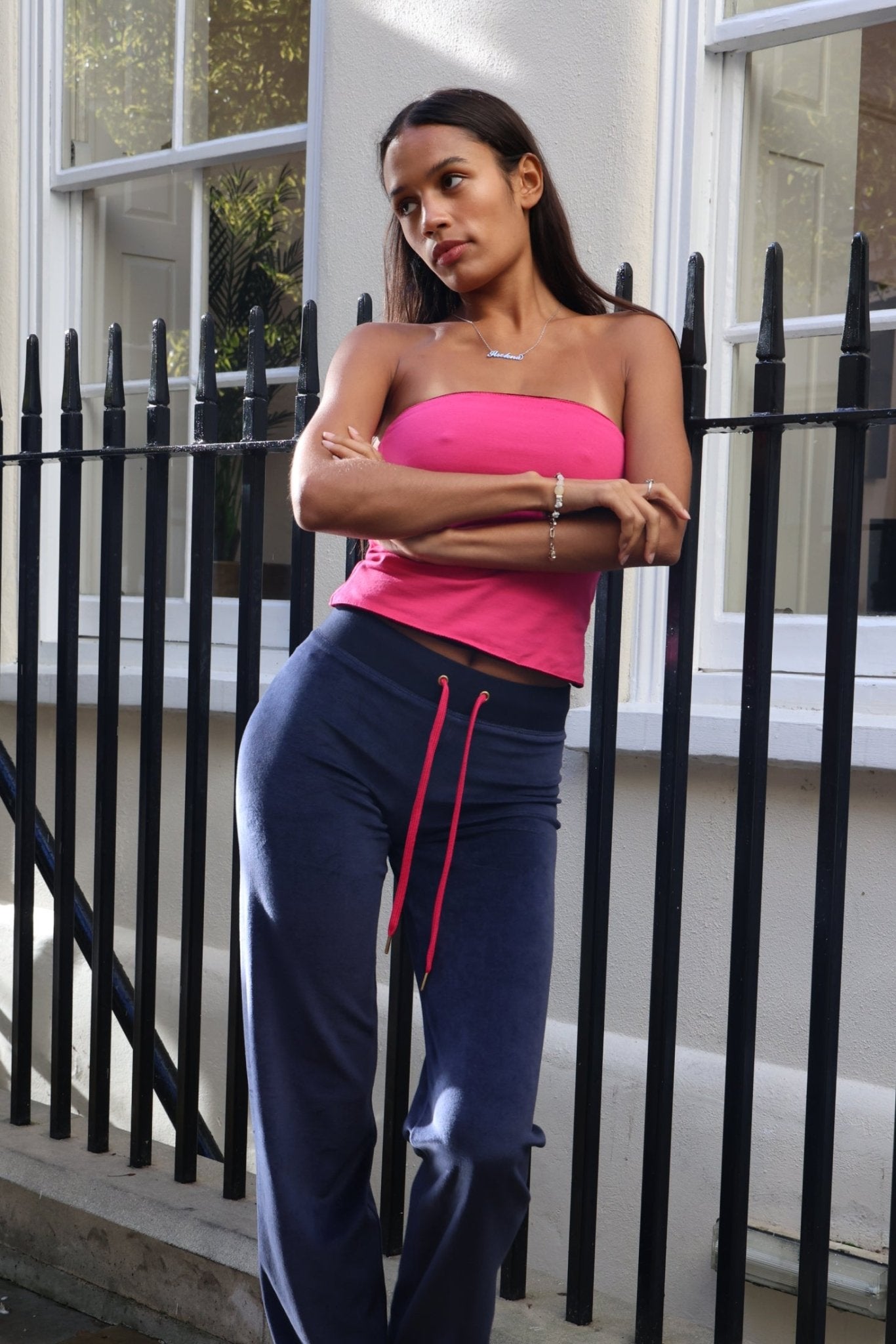 Leila Leopard Star Joggers - Navy/Pink - Babble & Goose