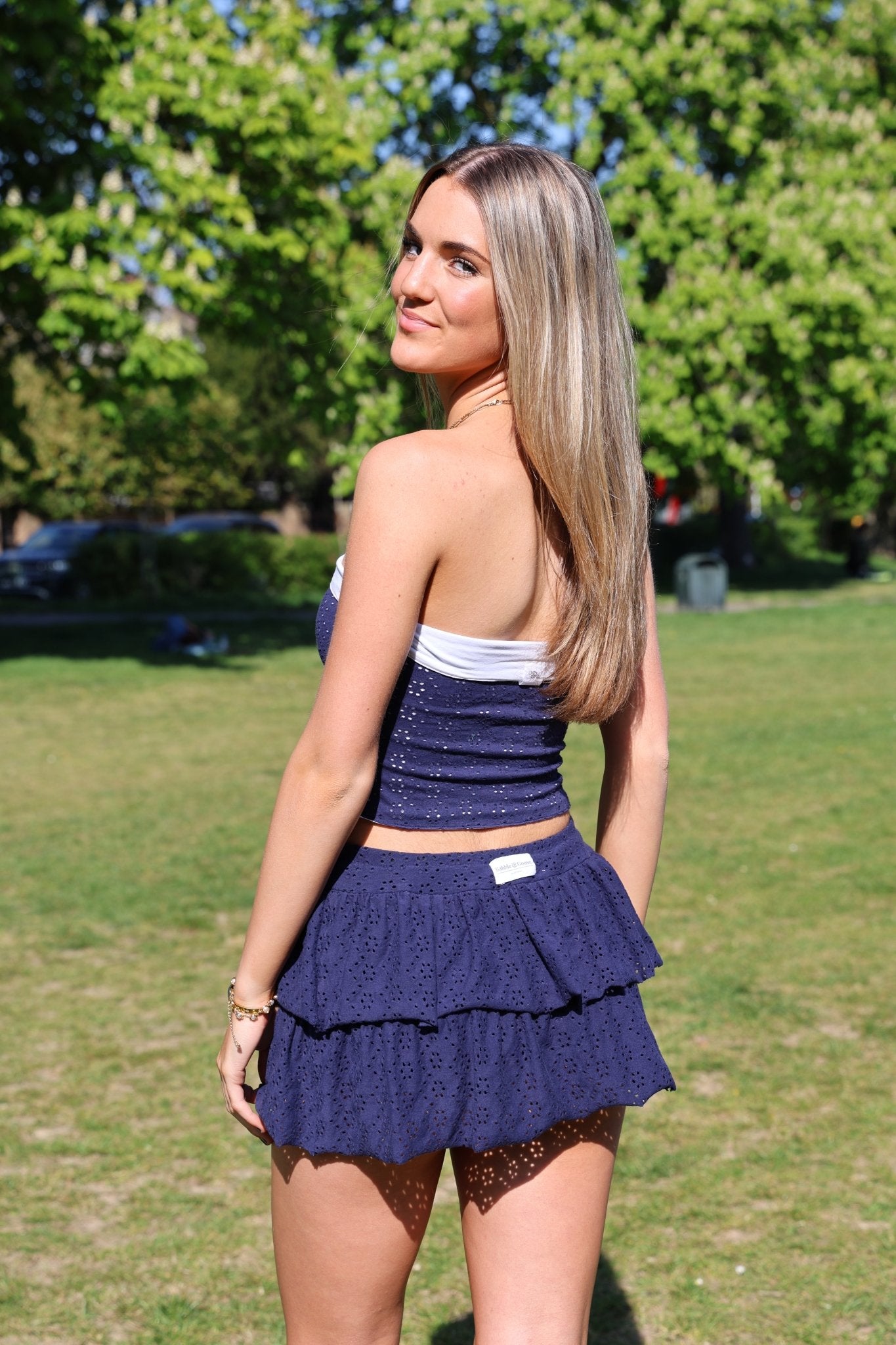 Lily Embroidered Bandeau - Navy - Babble & Goose