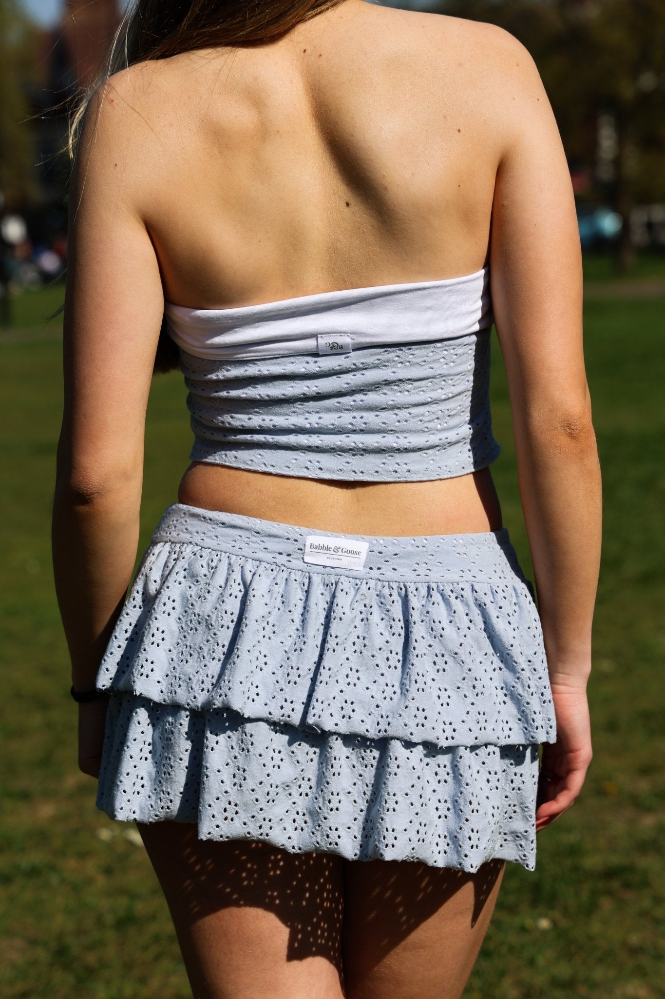 Lily Embroidered Bandeau - Pale Blue - Babble & Goose
