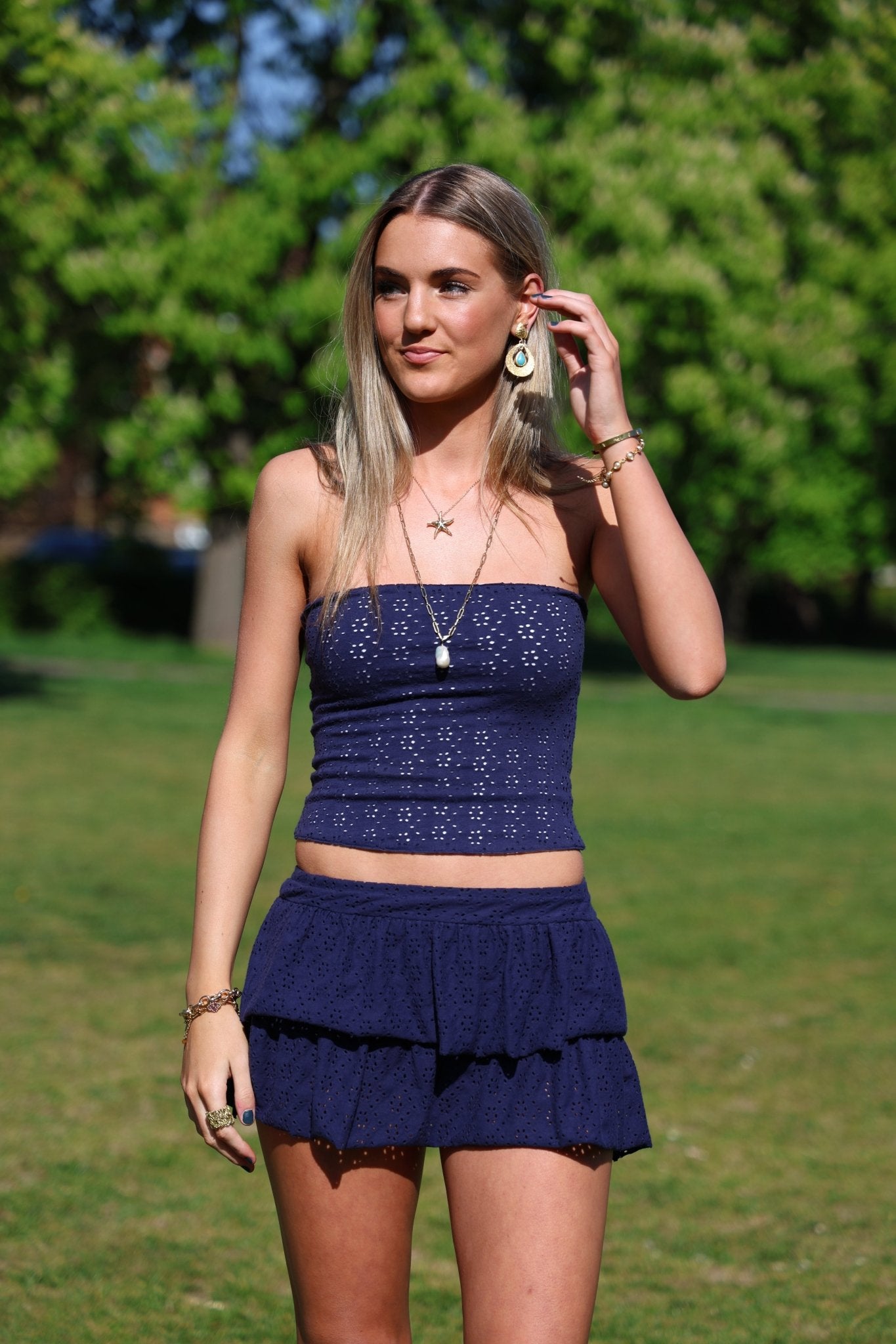 Lily Embroidered Skort - Navy - Babble & Goose