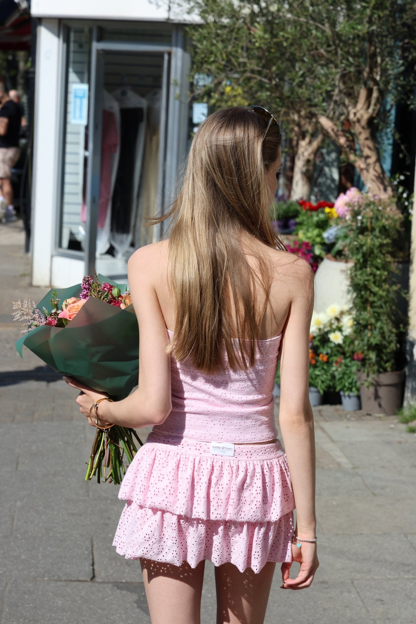 Lily Embroidered Skort - Pale Pink - Babble & Goose