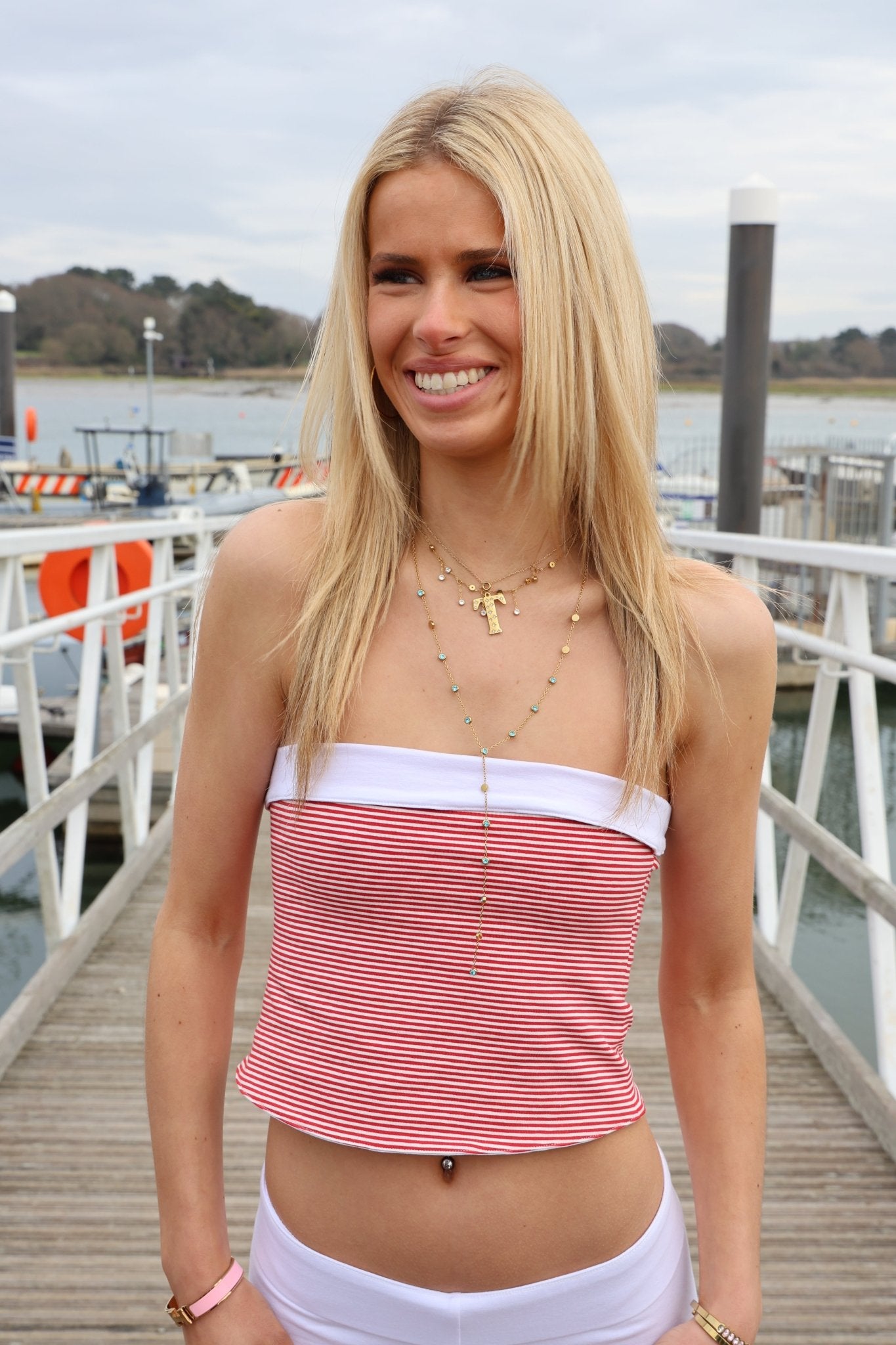 Reversible Jersey Bandeau Red and White Stripe/White - Babble & Goose