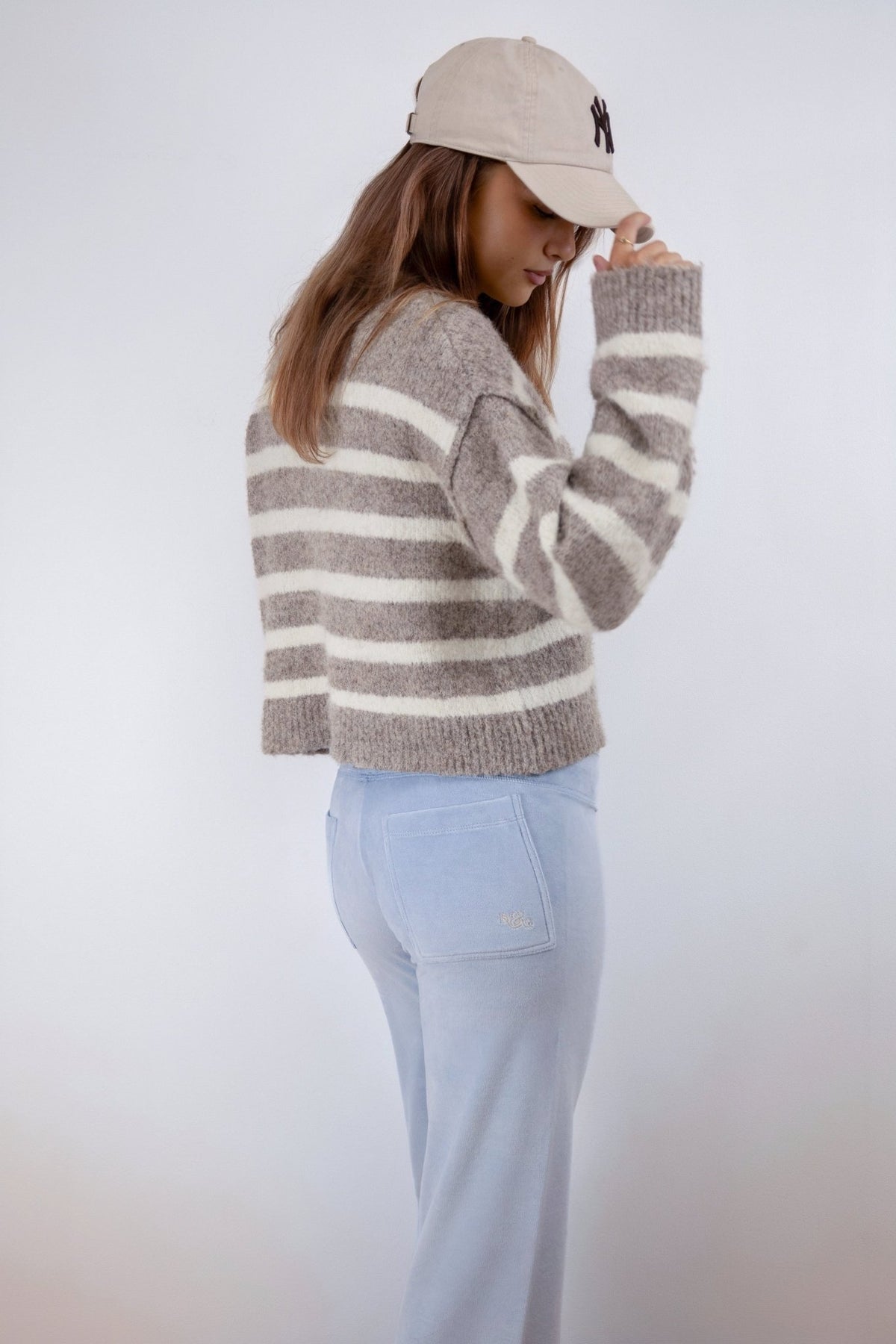Rosa Pale Blue Velour Joggers - Babble & Goose