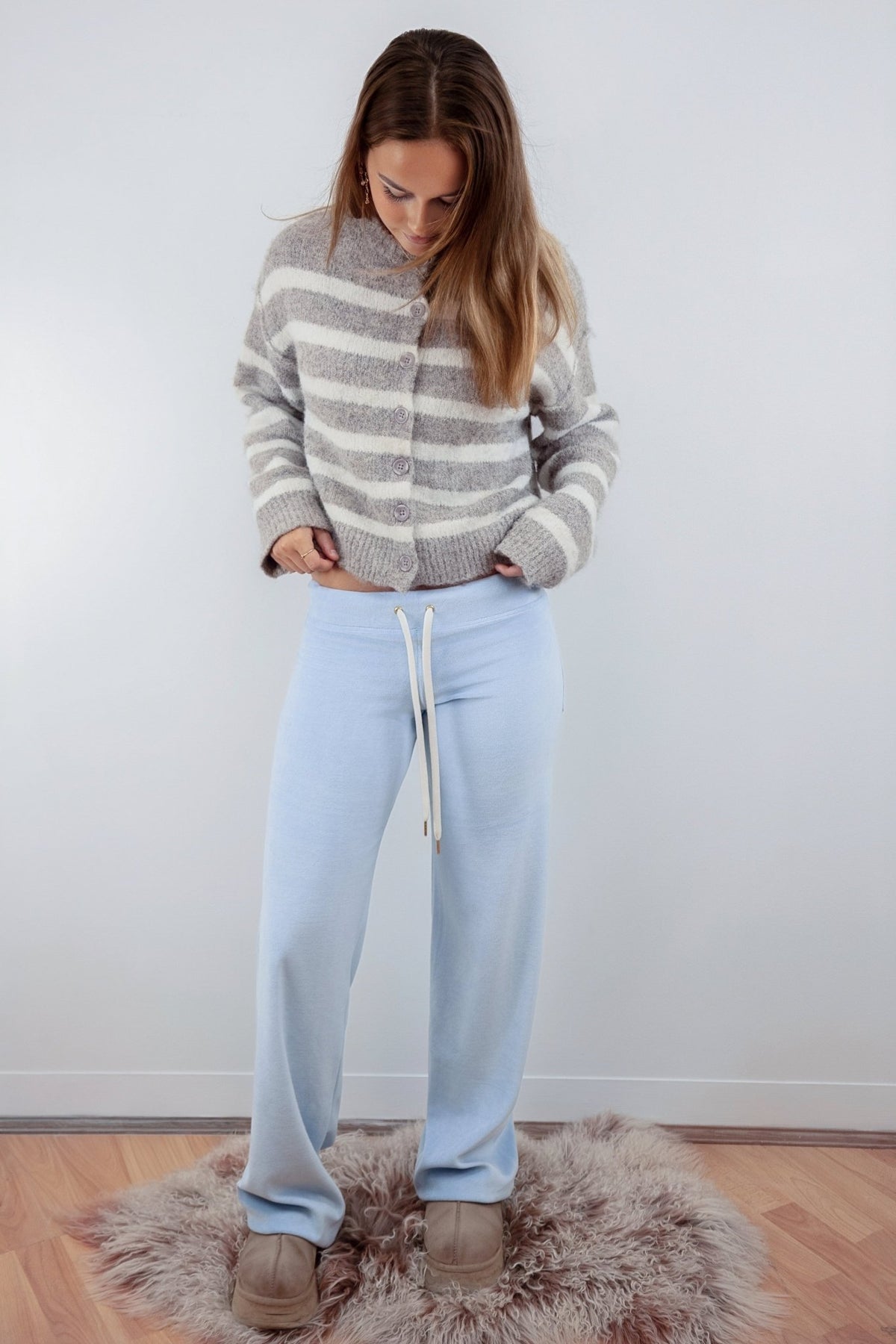 Rosa Pale Blue Velour Joggers - Babble & Goose