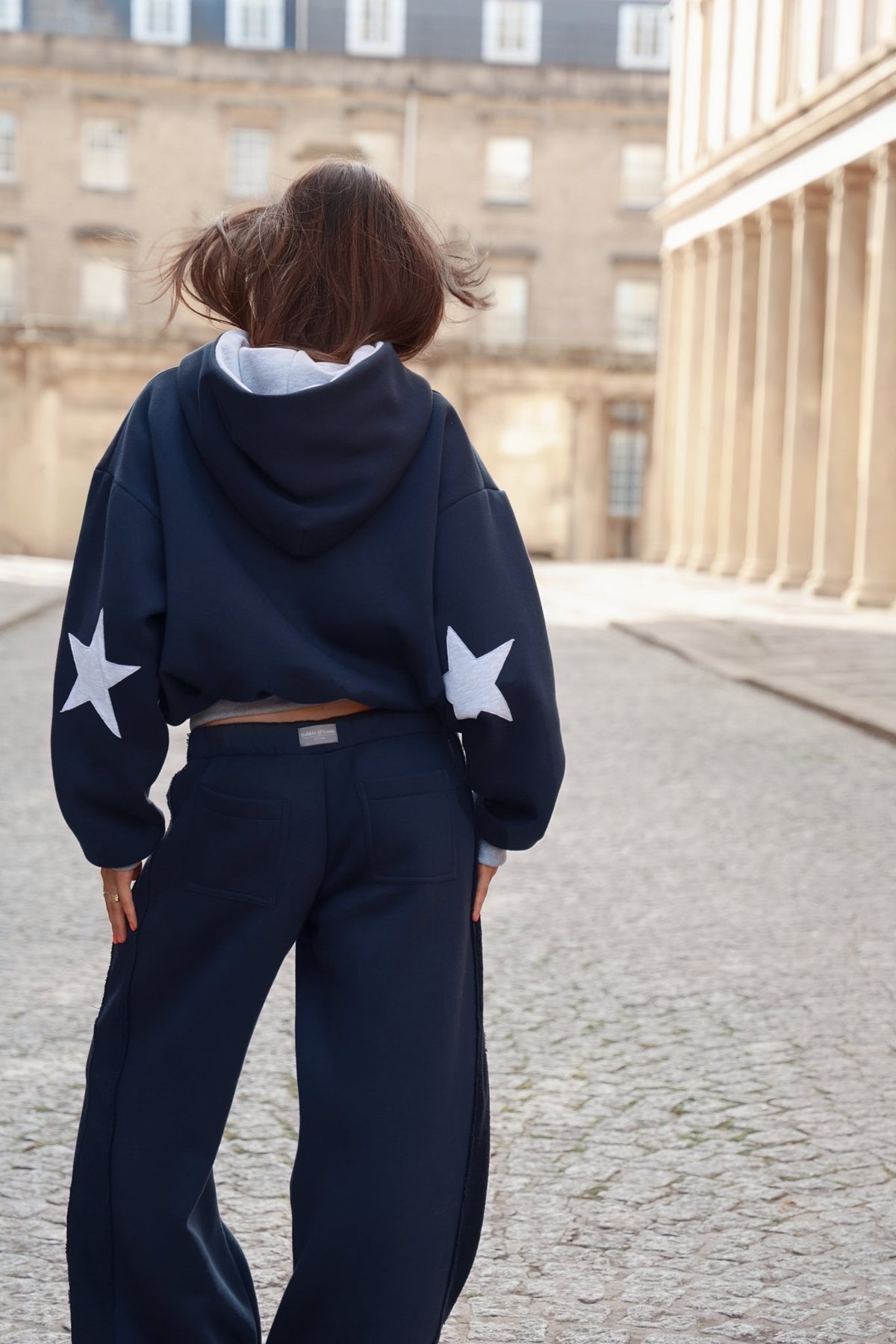 The Daisy Hoodie - Dark Navy & Light Grey Melange Jersey - Babble & Goose