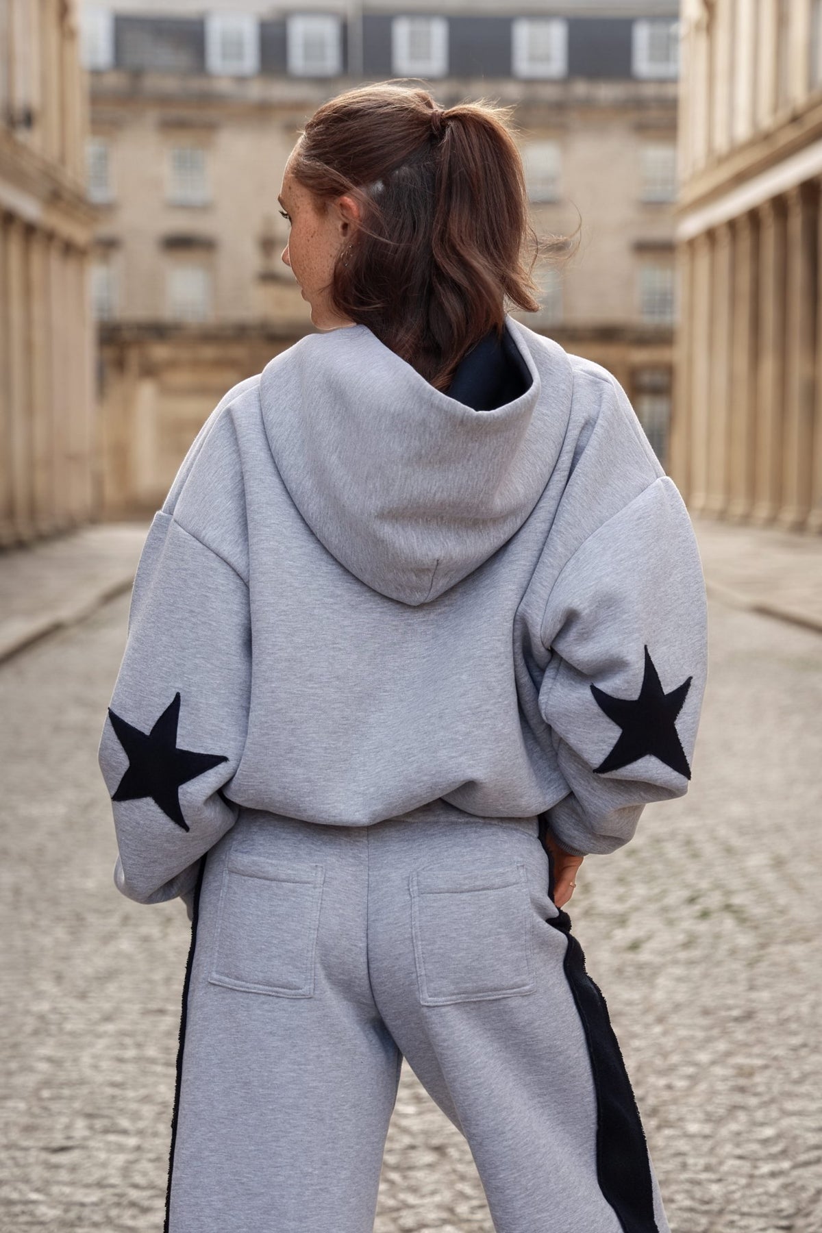 The Daisy Hoodie - Light Grey Melange & Dark Navy Jersey - Babble & Goose