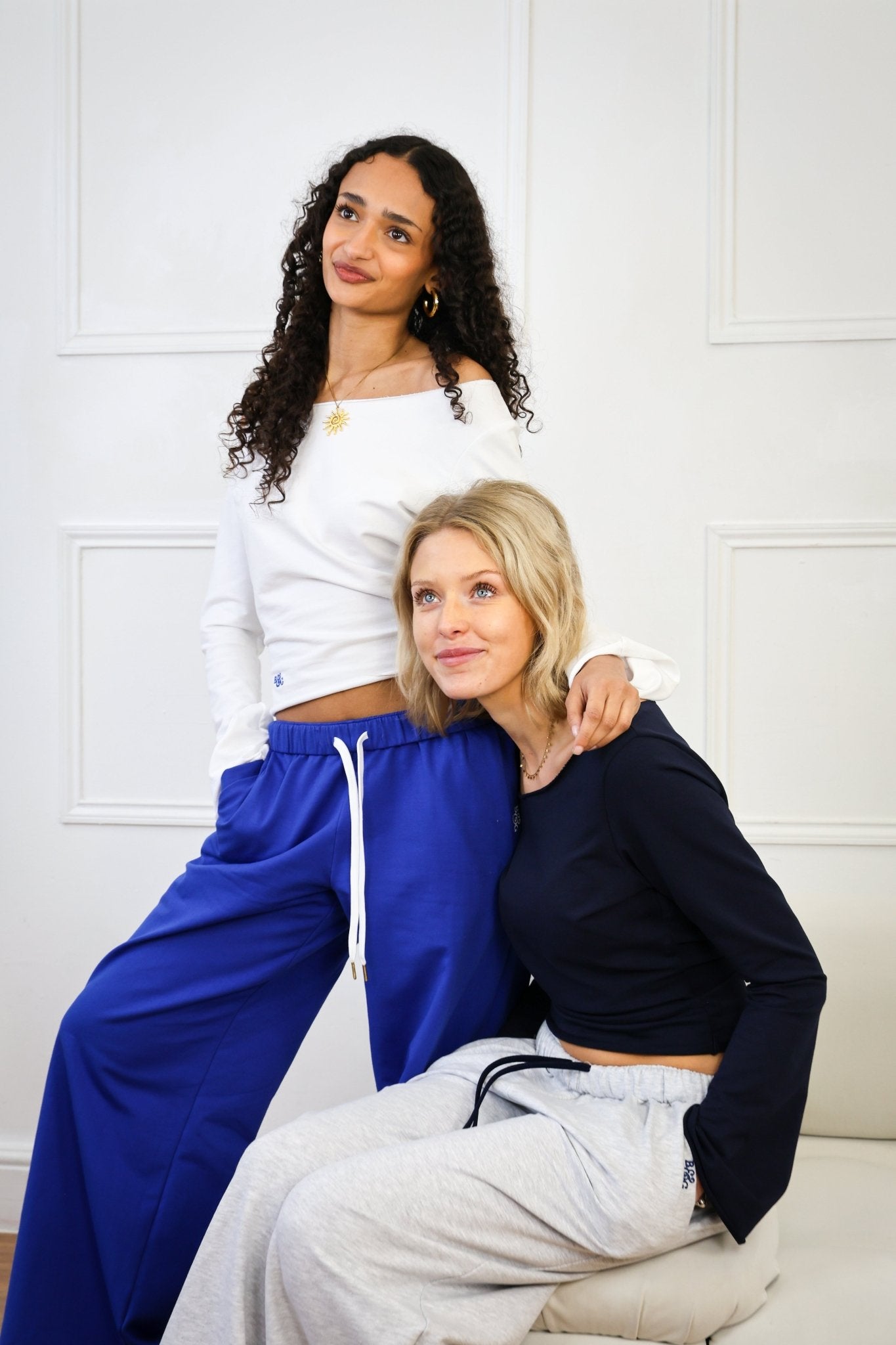 Tilly Wide Leg Joggers cobalt/white - Babble & Goose