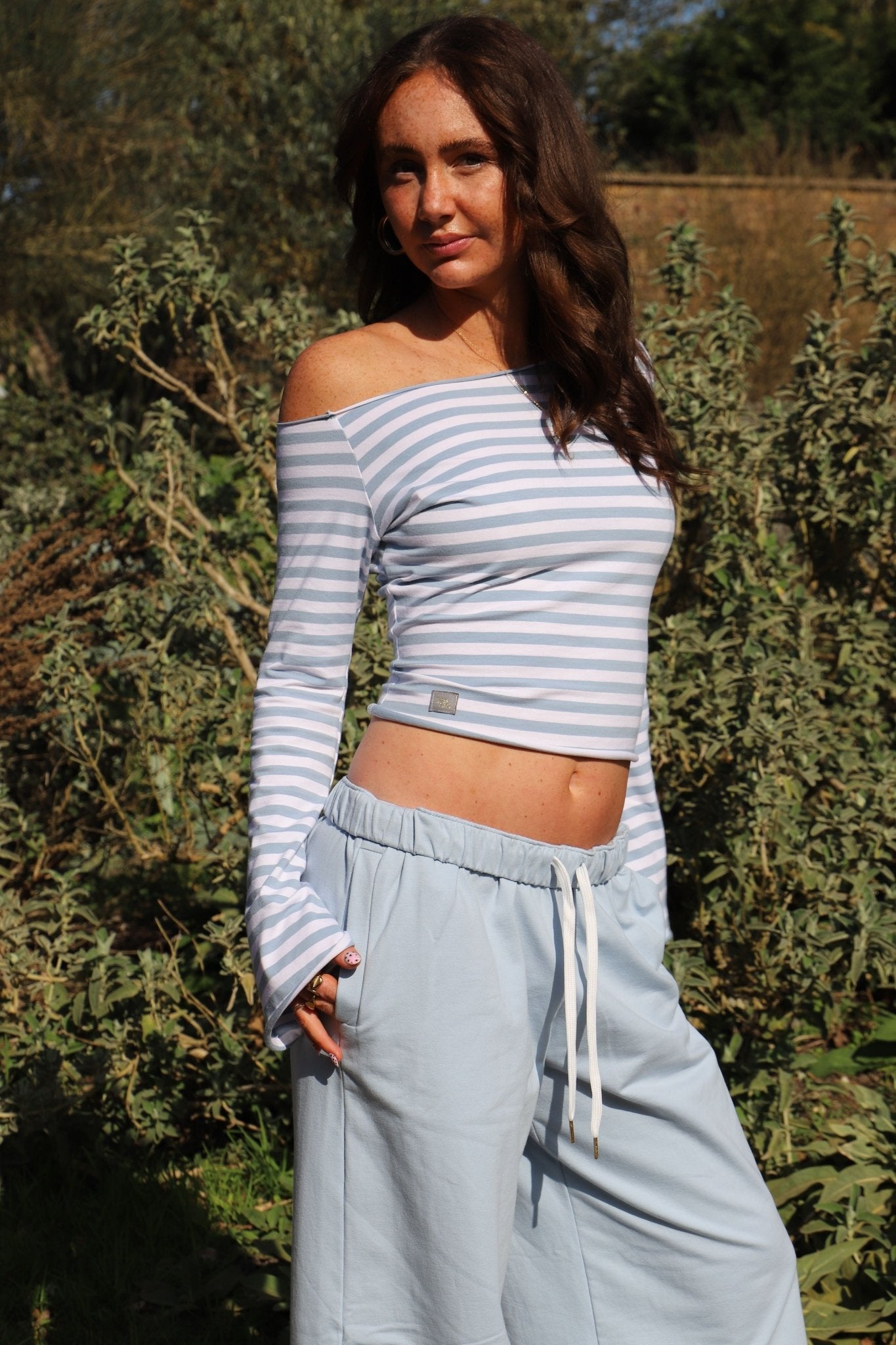 Tilly Wide Leg Joggers Dusky Blue - Babble & Goose