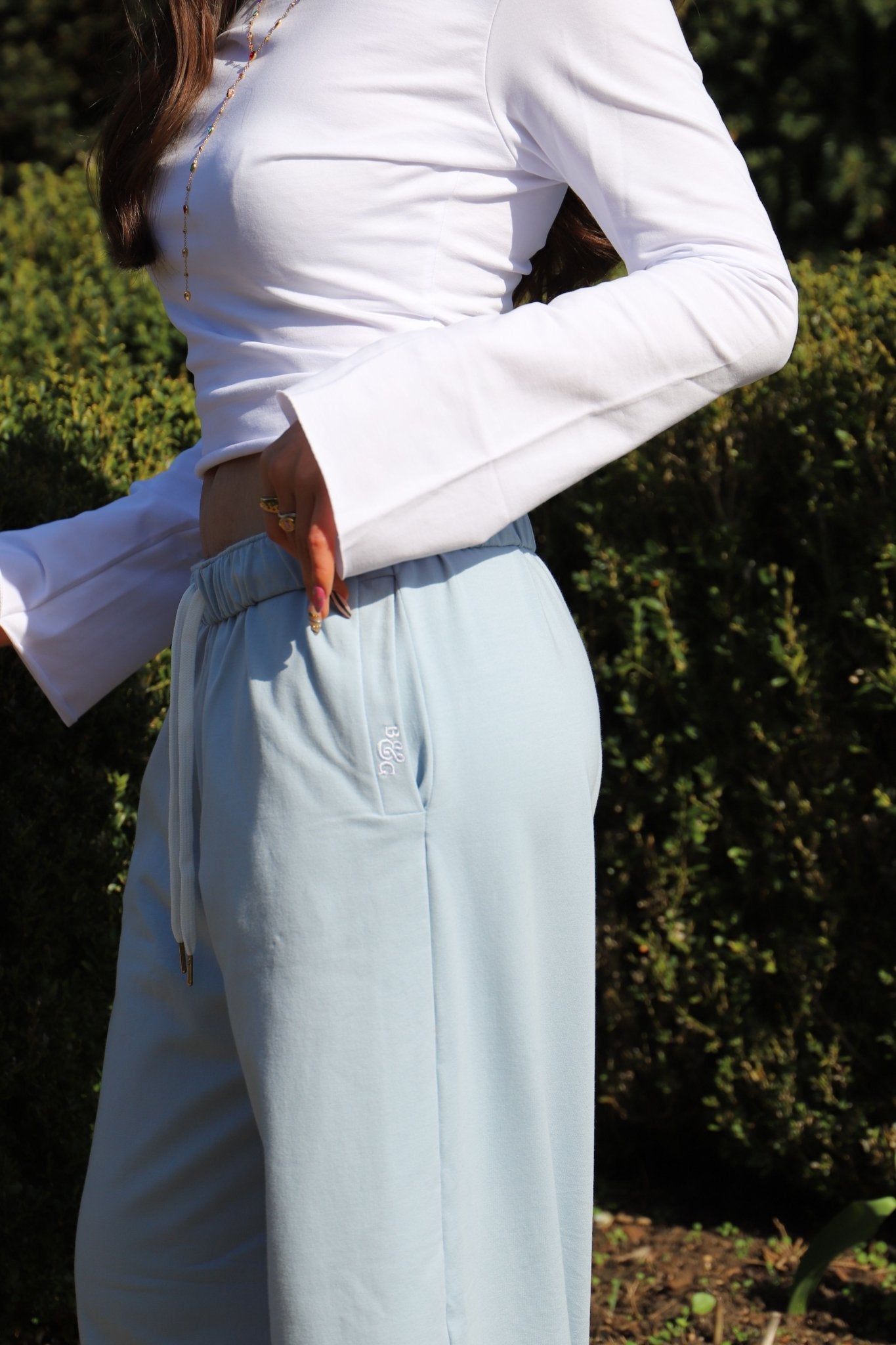 Tilly Wide Leg Joggers Dusky Blue - Babble & Goose