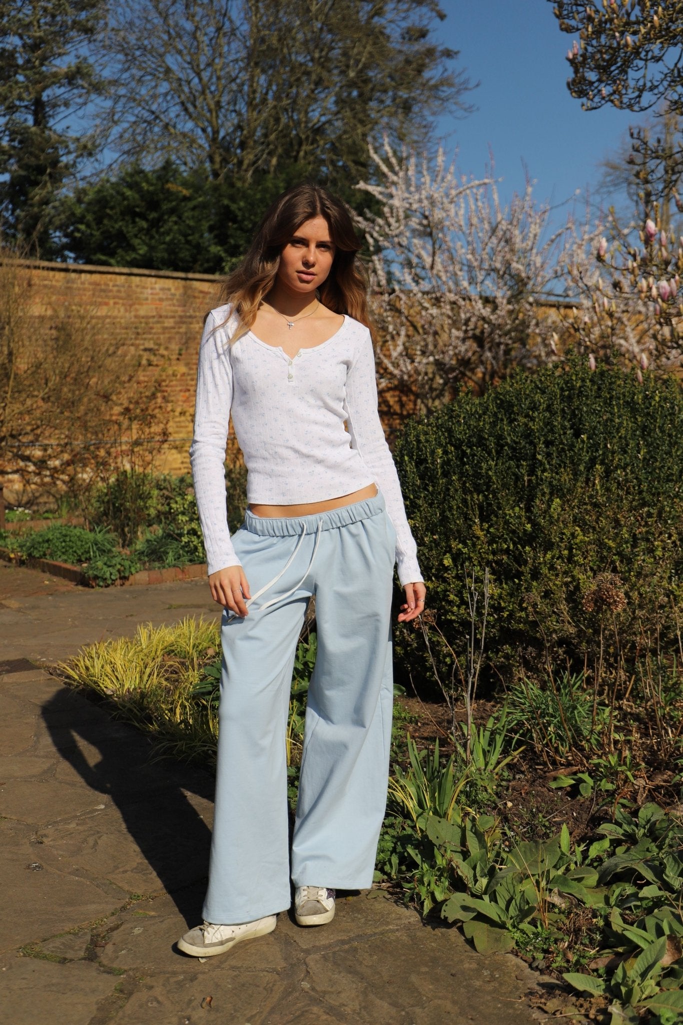 Tilly Wide Leg Joggers Dusky Blue - Babble & Goose