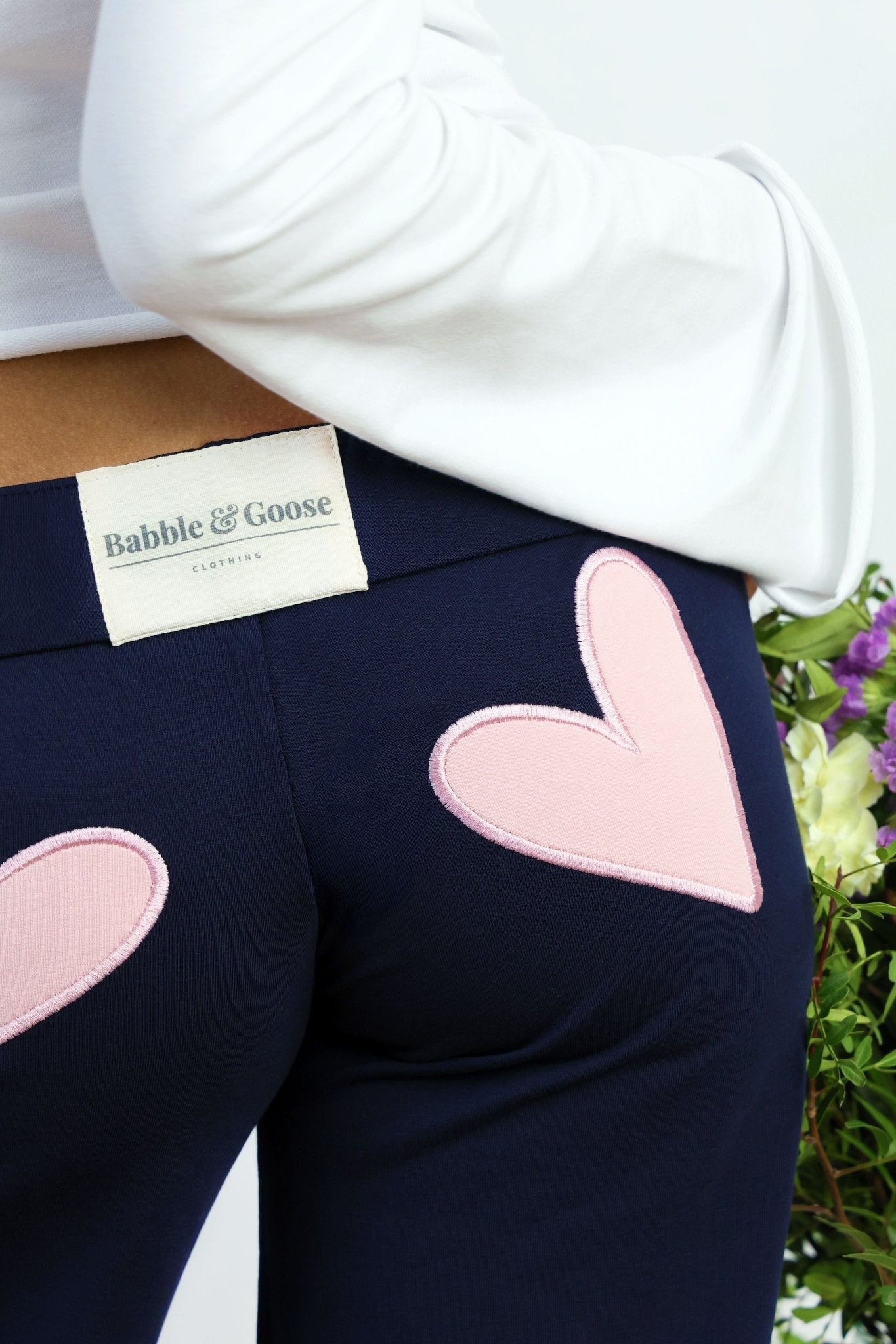Valentines Limited Edition Heart Jersey Jogger Dark Navy/Pale Pink - Babble & Goose