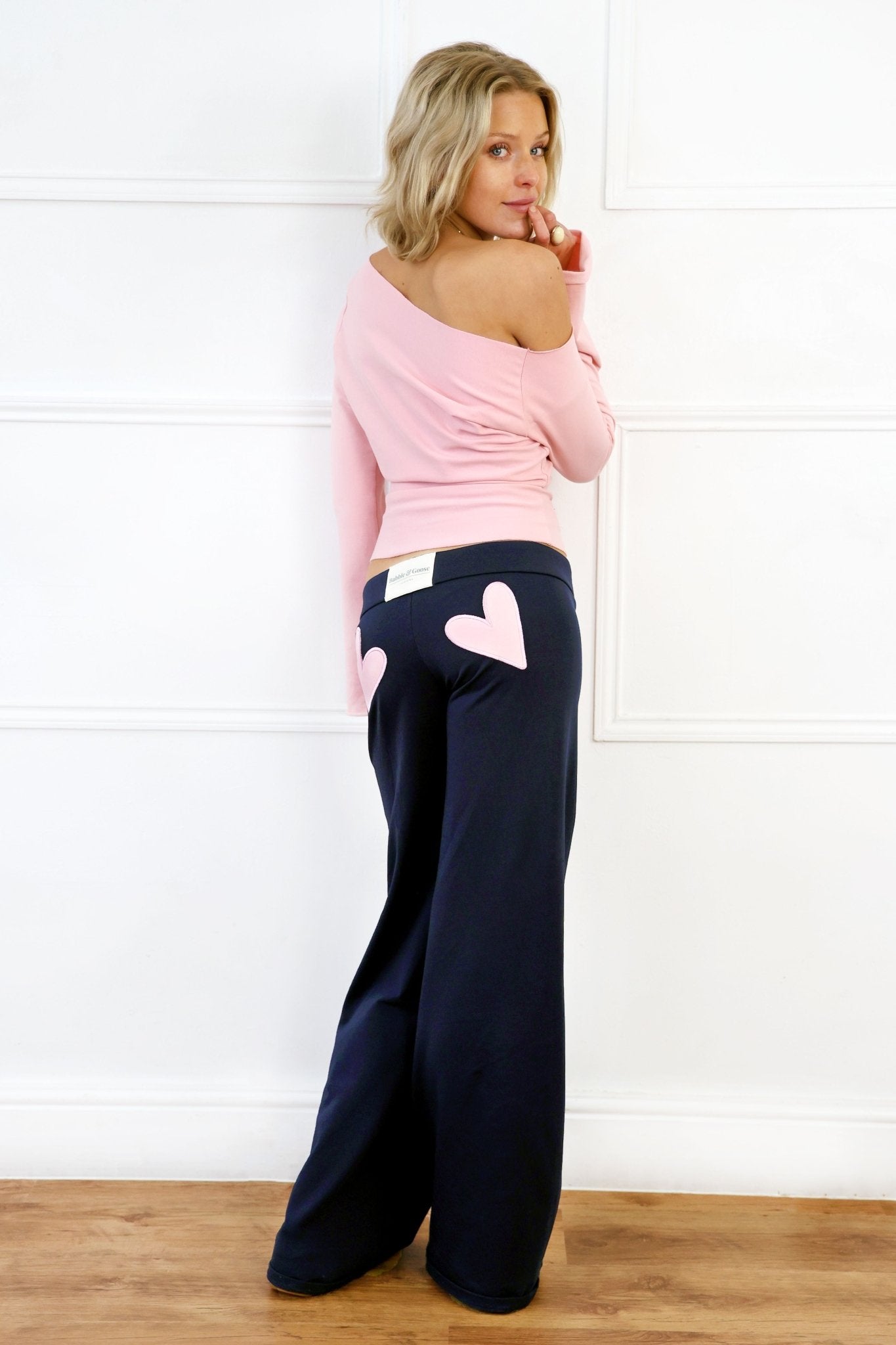 Valentines Limited Edition Heart Jersey Jogger Dark Navy/Pale Pink - Babble & Goose