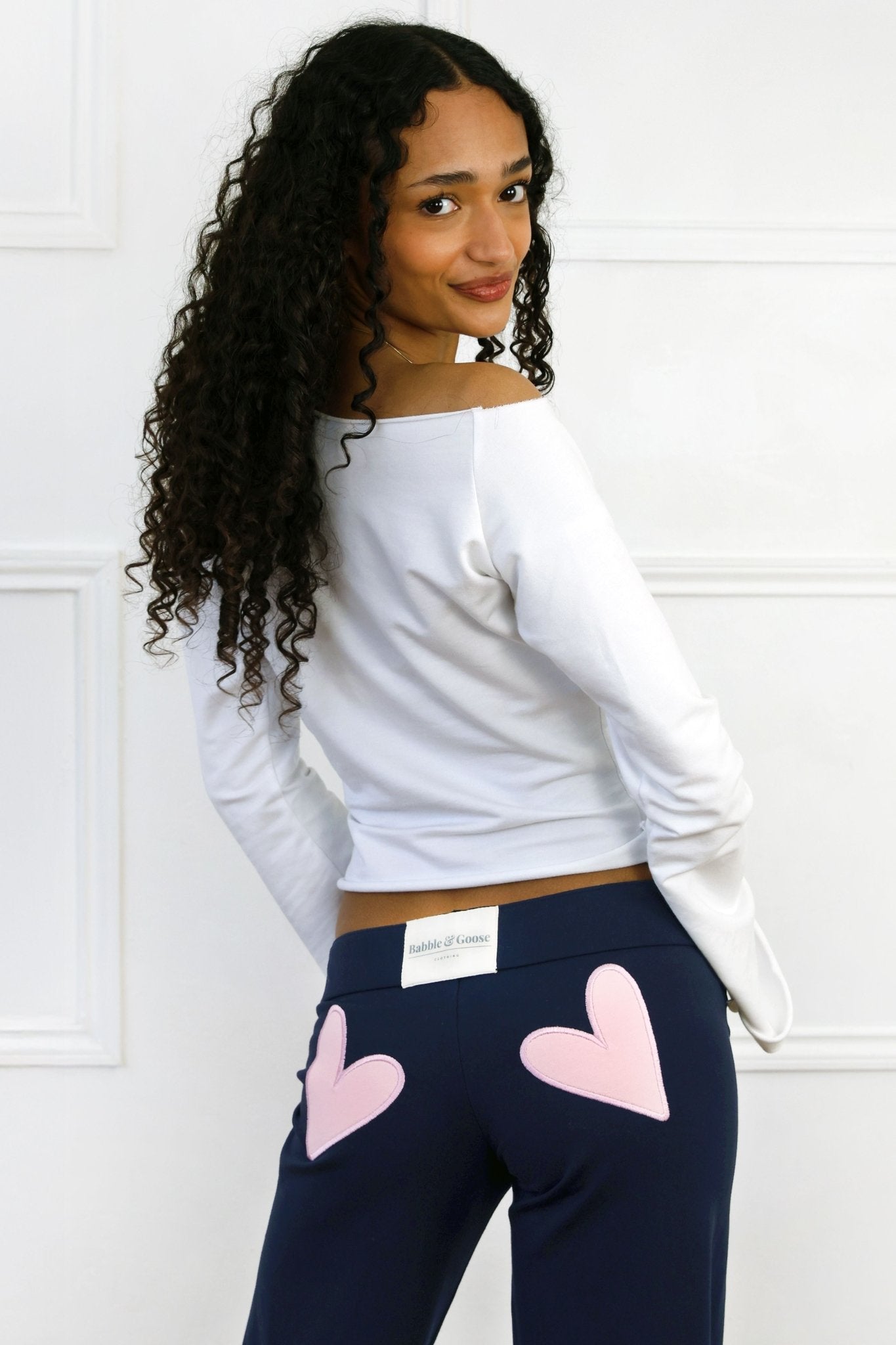 Valentines Limited Edition Heart Jersey Jogger Dark Navy/Pale Pink - Babble & Goose