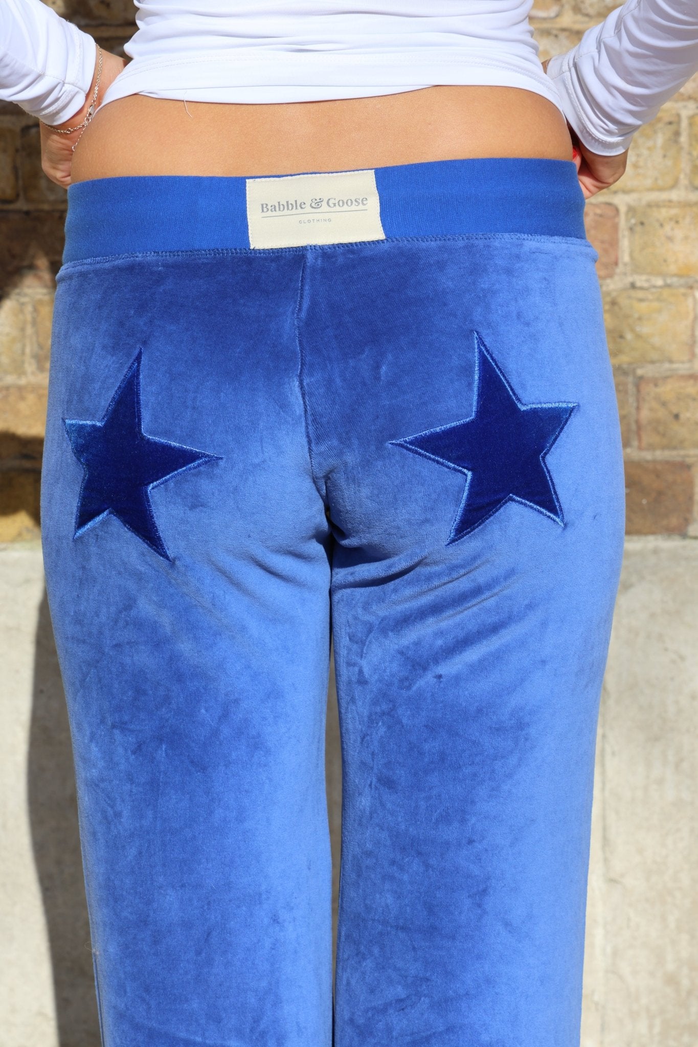 Velour Star Jogger - Cobalt / Royal Blue - Babble & Goose