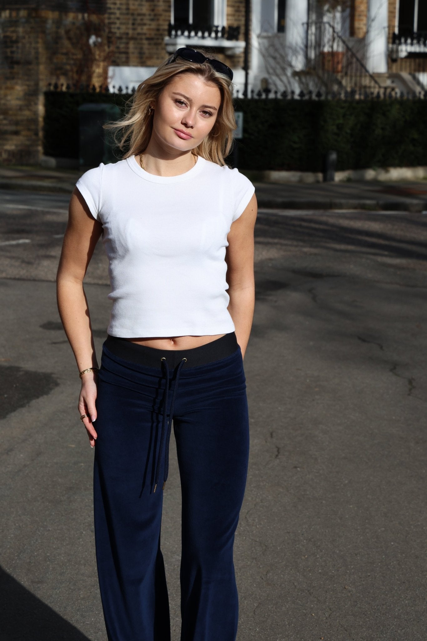 Velour Star Jogger - Navy / Cerise - Babble & Goose