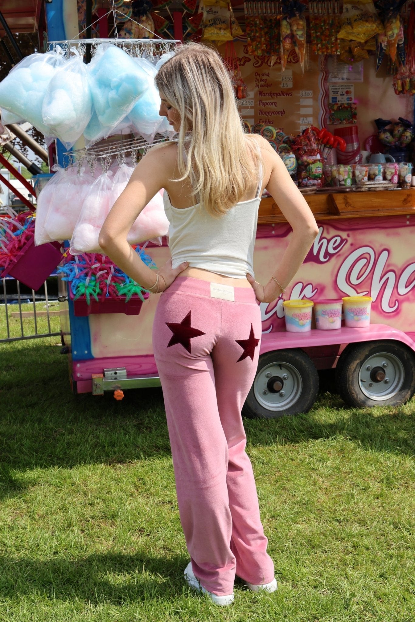 Velour Star Jogger Old Pink / Bordeaux - Babble & Goose