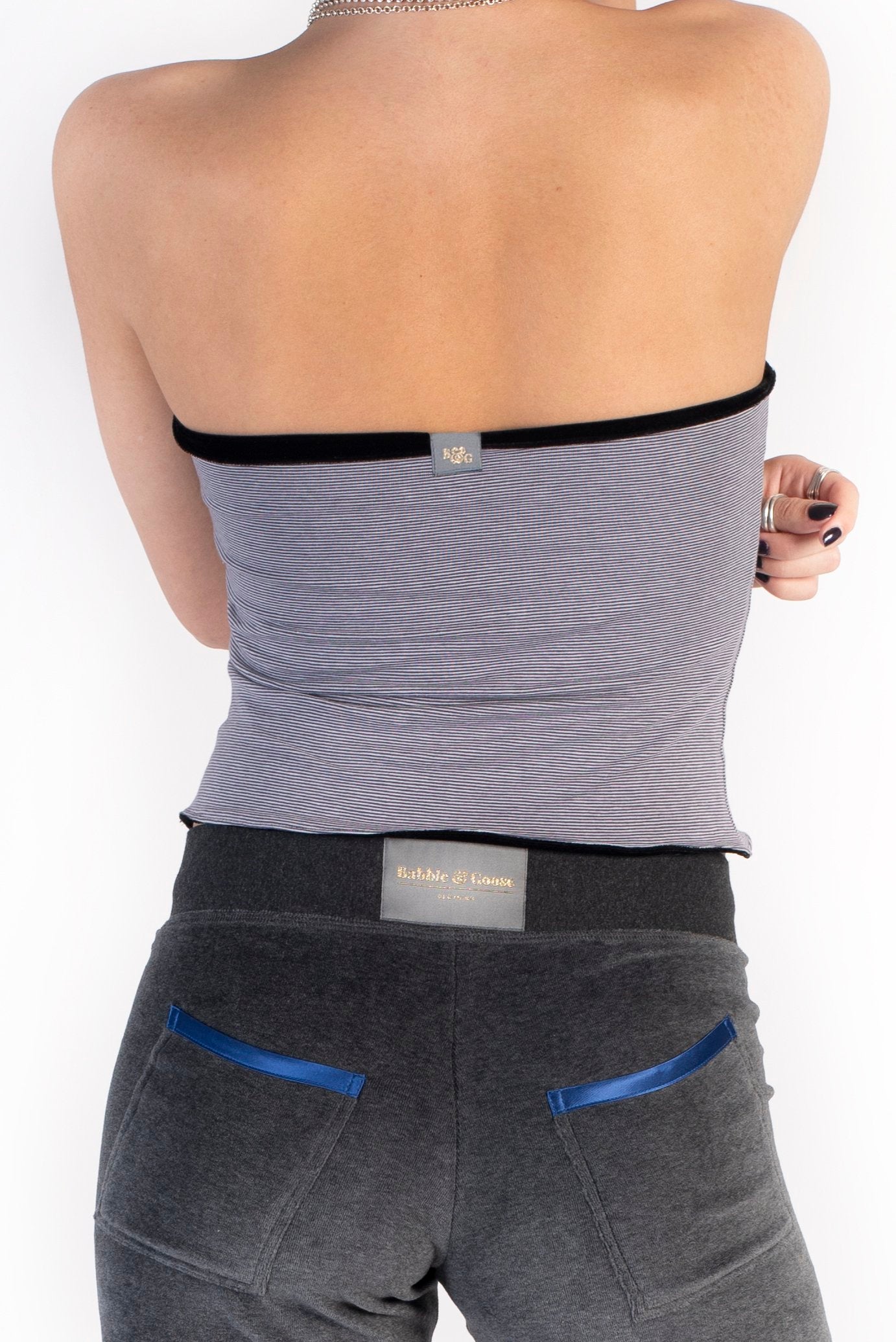 Indi Bandeau Top Black / Stripe SALE