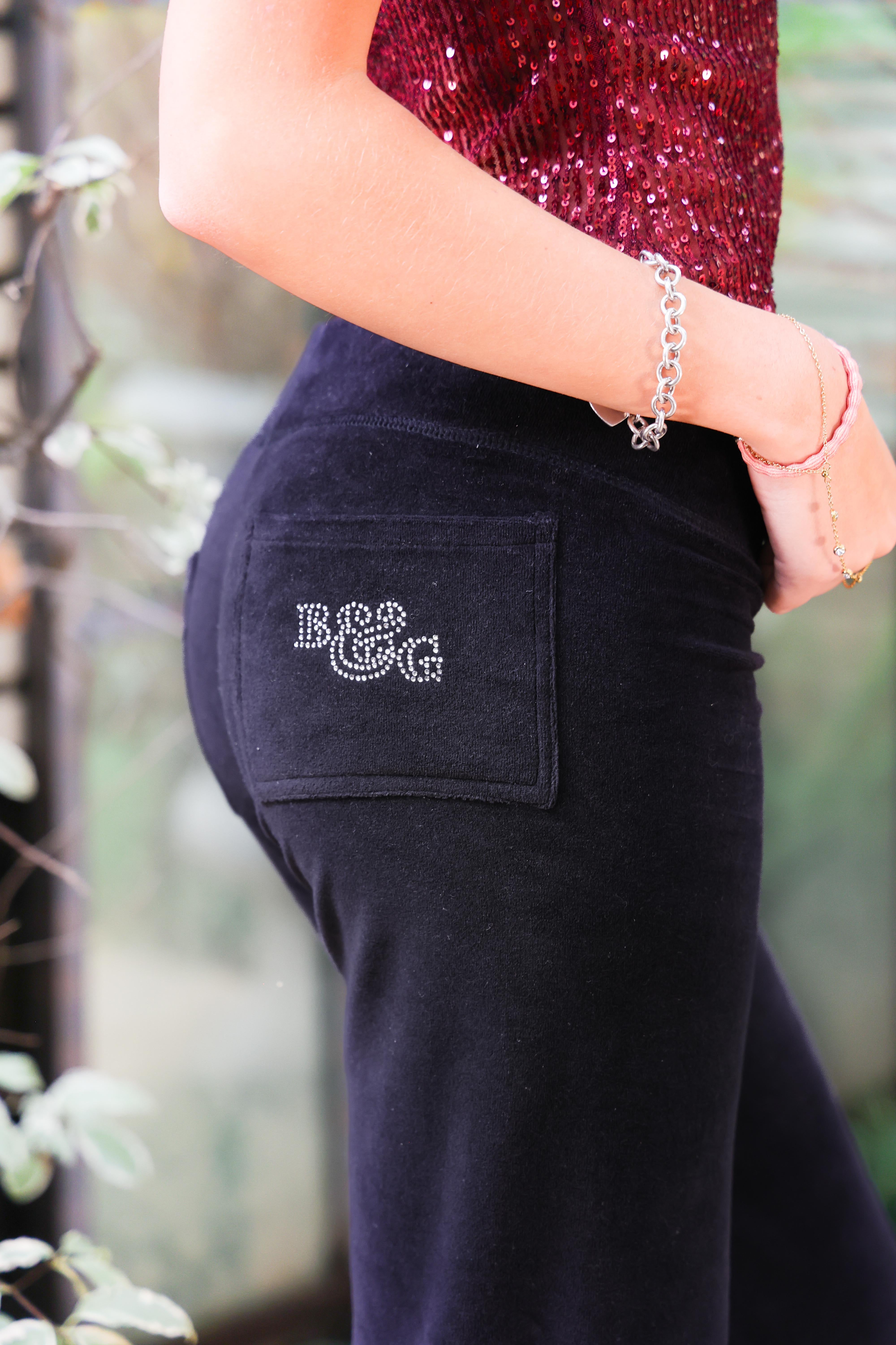Black B&G Rhinestone Jogger