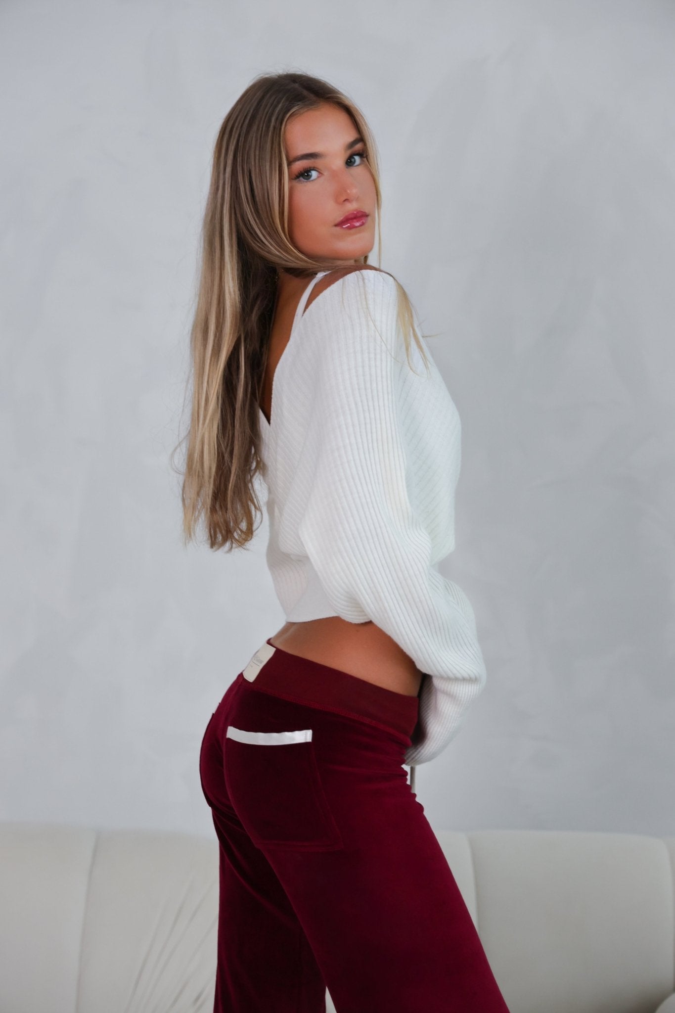 Allegra Campus Collection By Caitlin - Bordeaux/Ivory Jogger - Babble & Goose