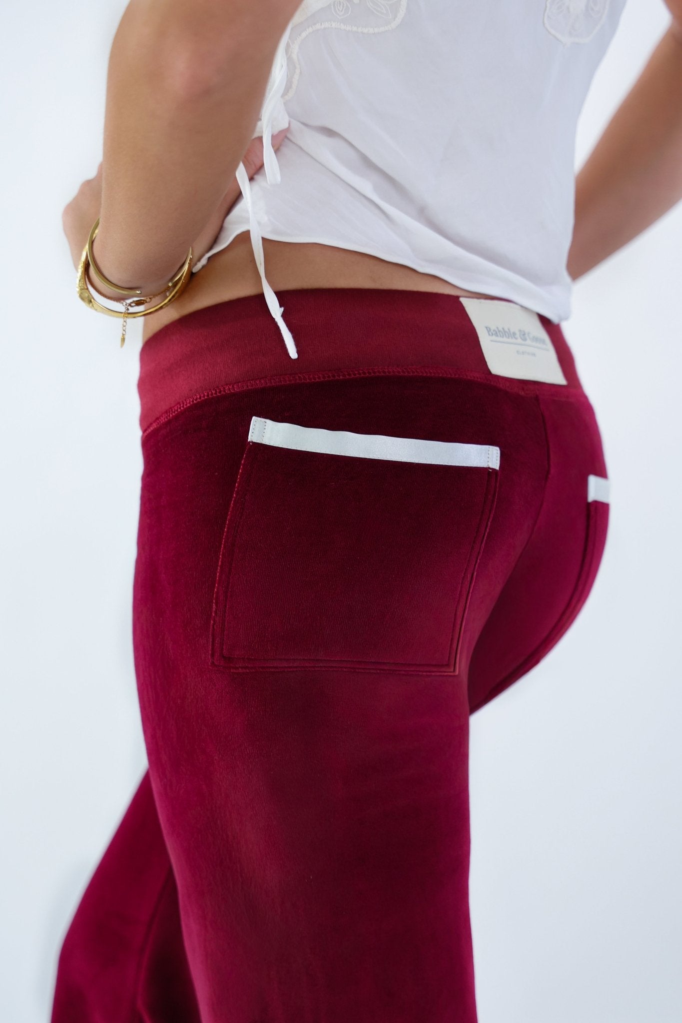Allegra Campus Collection By Caitlin - Bordeaux/Ivory Jogger - Babble & Goose
