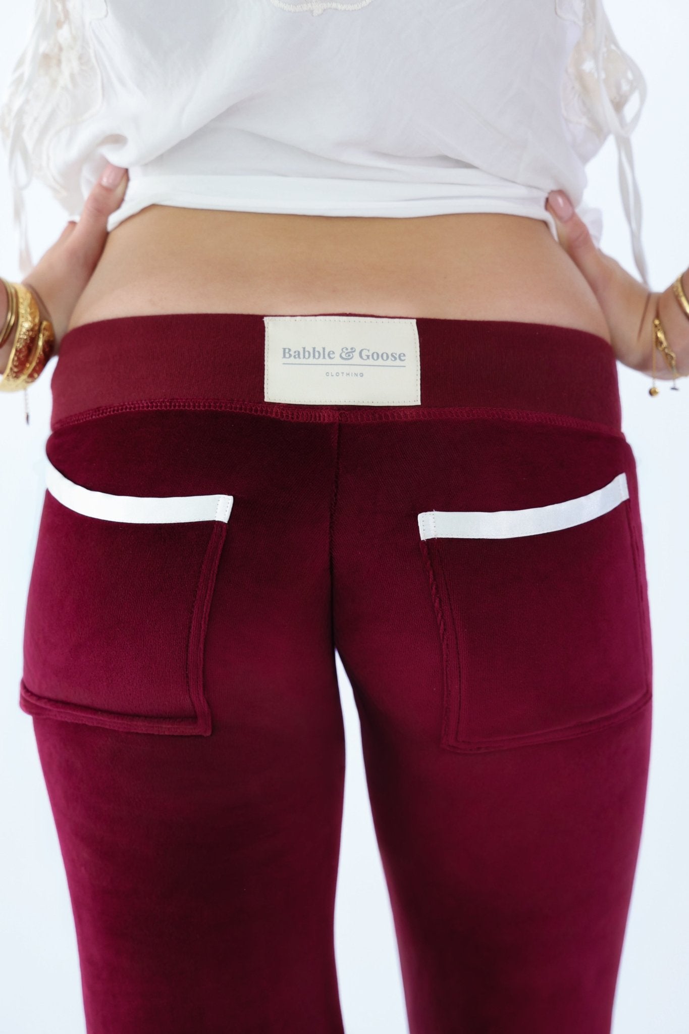Allegra Campus Collection By Caitlin - Bordeaux/Ivory Jogger - Babble & Goose