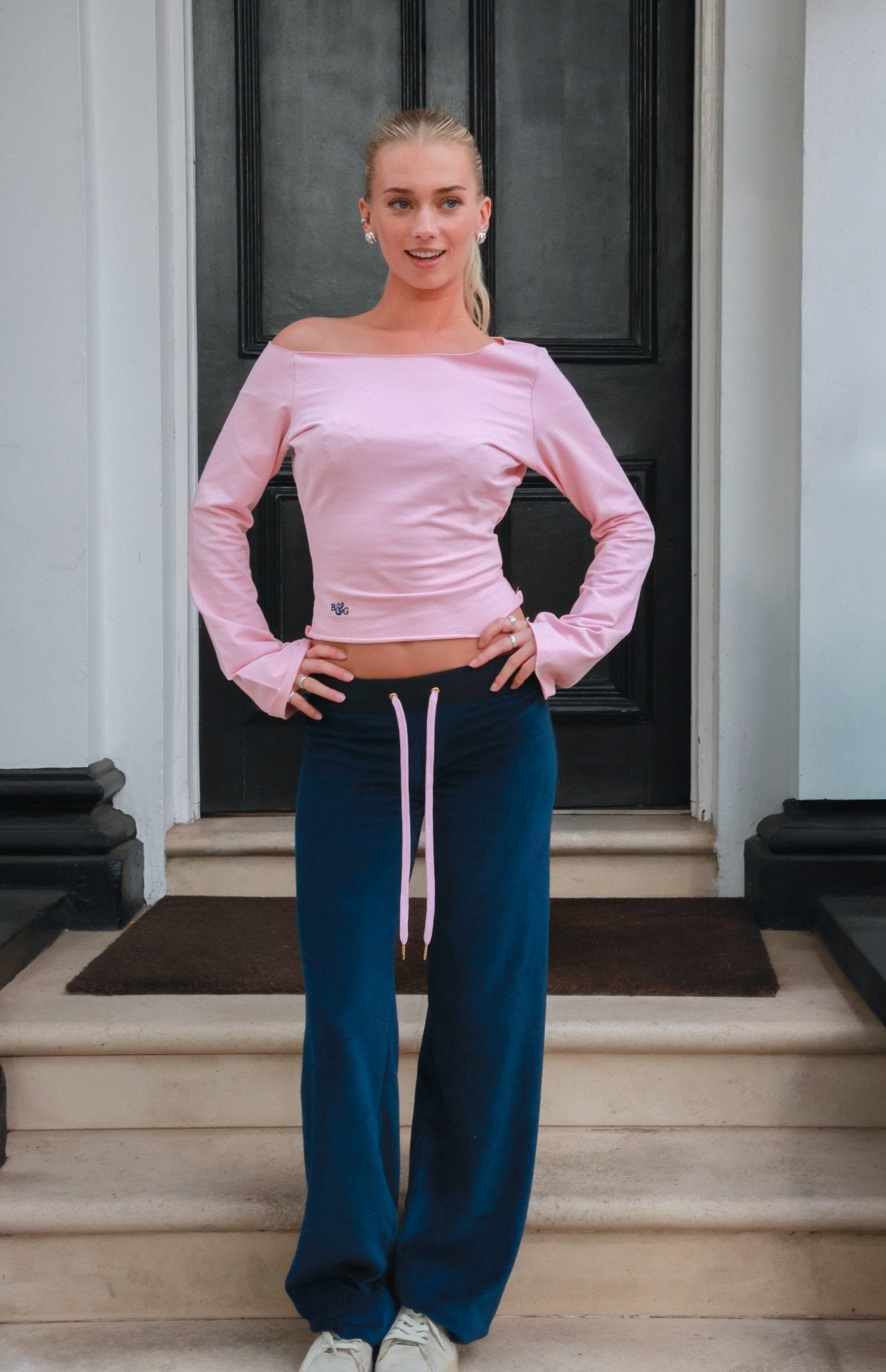Allegra Campus Collection By Caitlin - Navy/Pale Pink Jogger - Babble & Goose