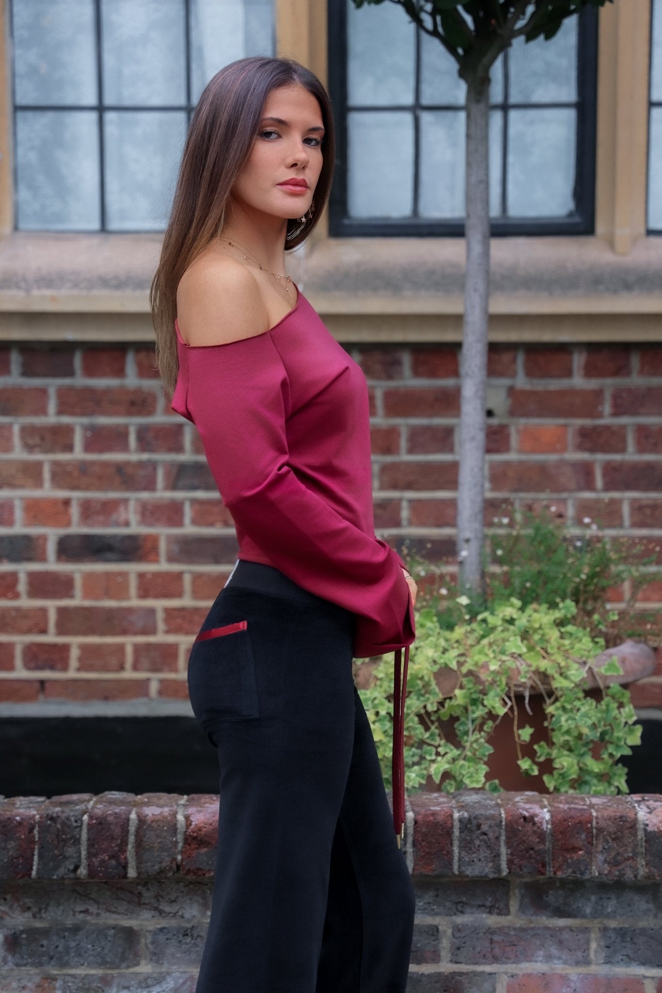 Allegra Jogger Black / Bordeaux - Babble & Goose
