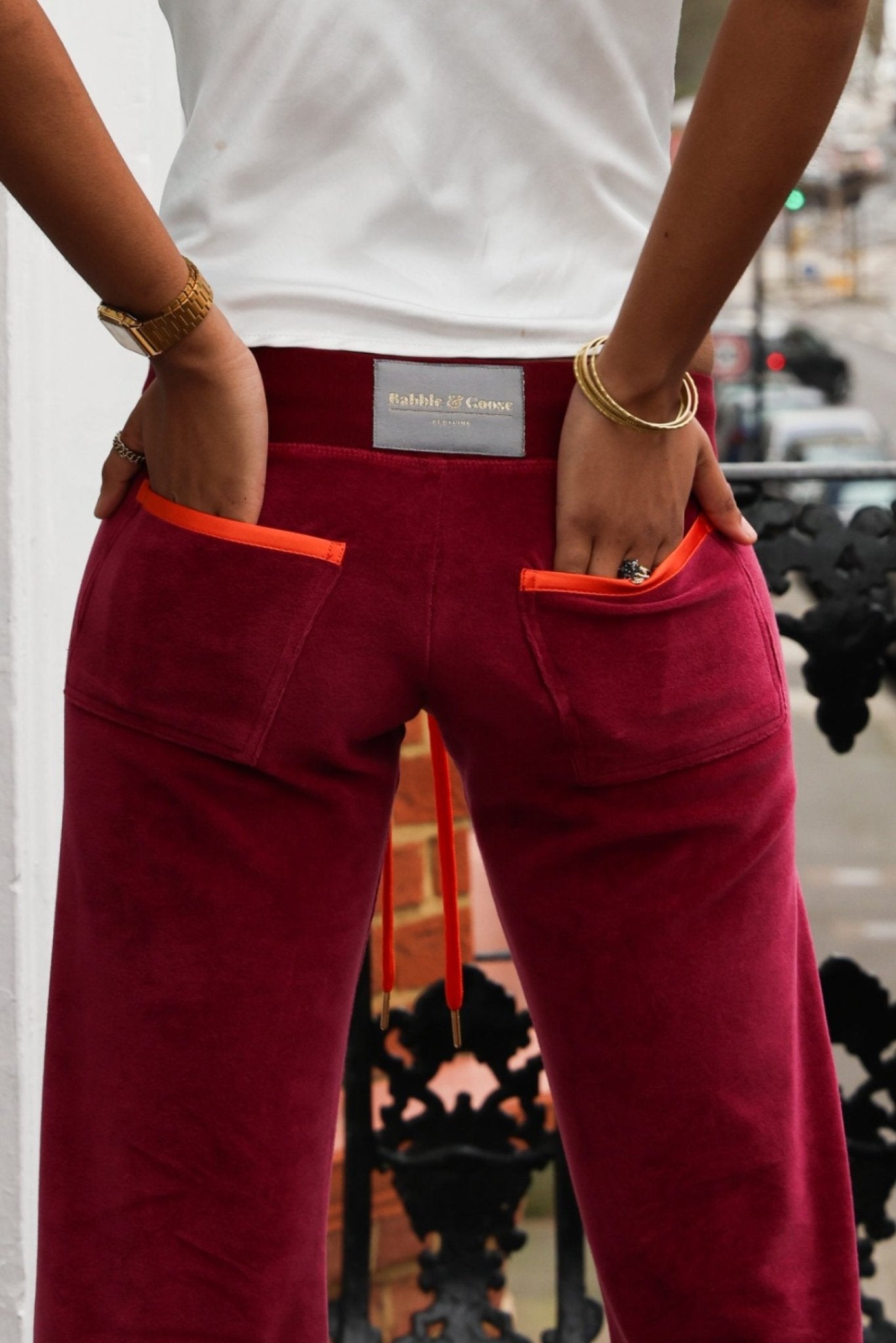 Allegra Jogger Bordeaux / Orange - Babble & Goose