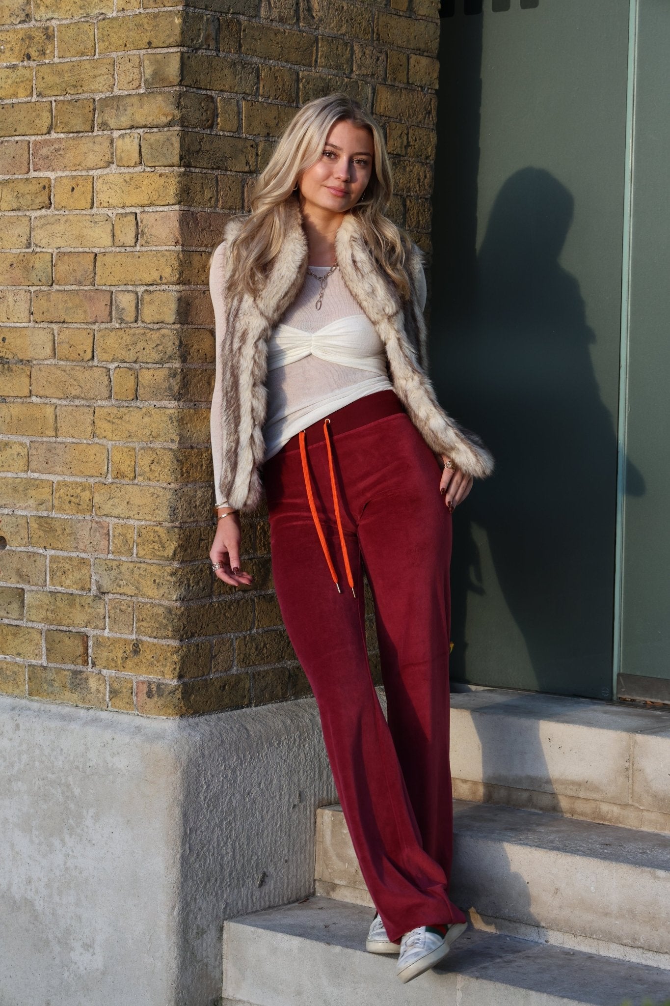 Allegra Jogger Bordeaux / Orange - Babble & Goose